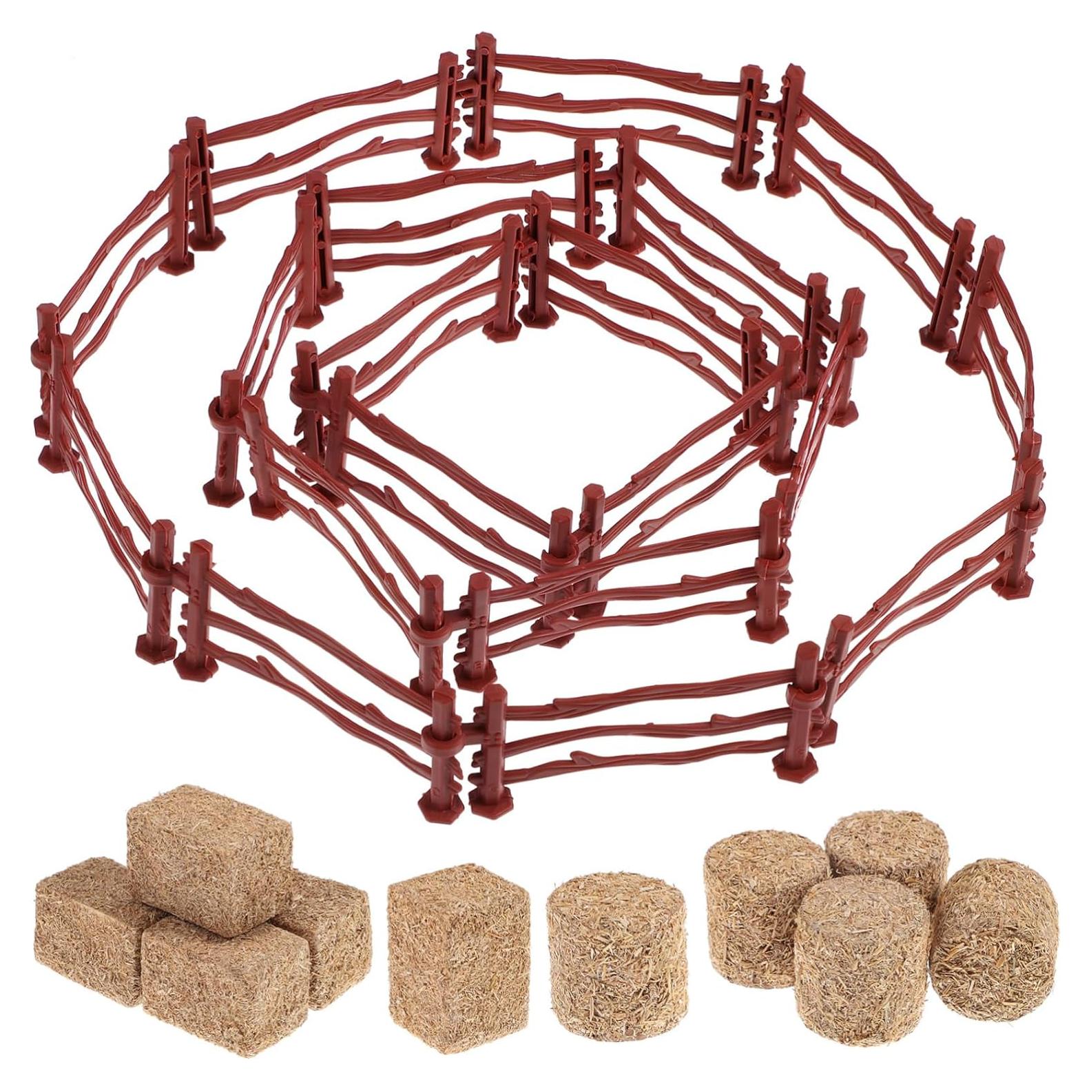 Set Miniatura Cerca de Granja Toddmomy con 12 Pacas de Heno