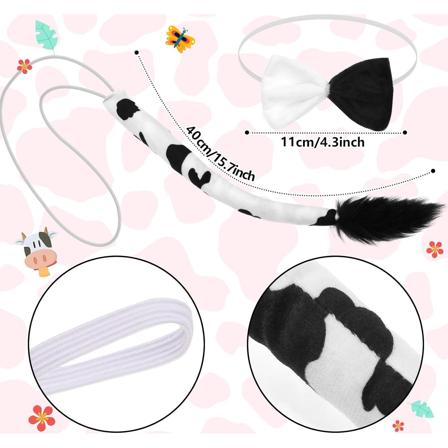 Conjunto Disfraz de Vaca XEPST - Diadema, Cola y Pajarita