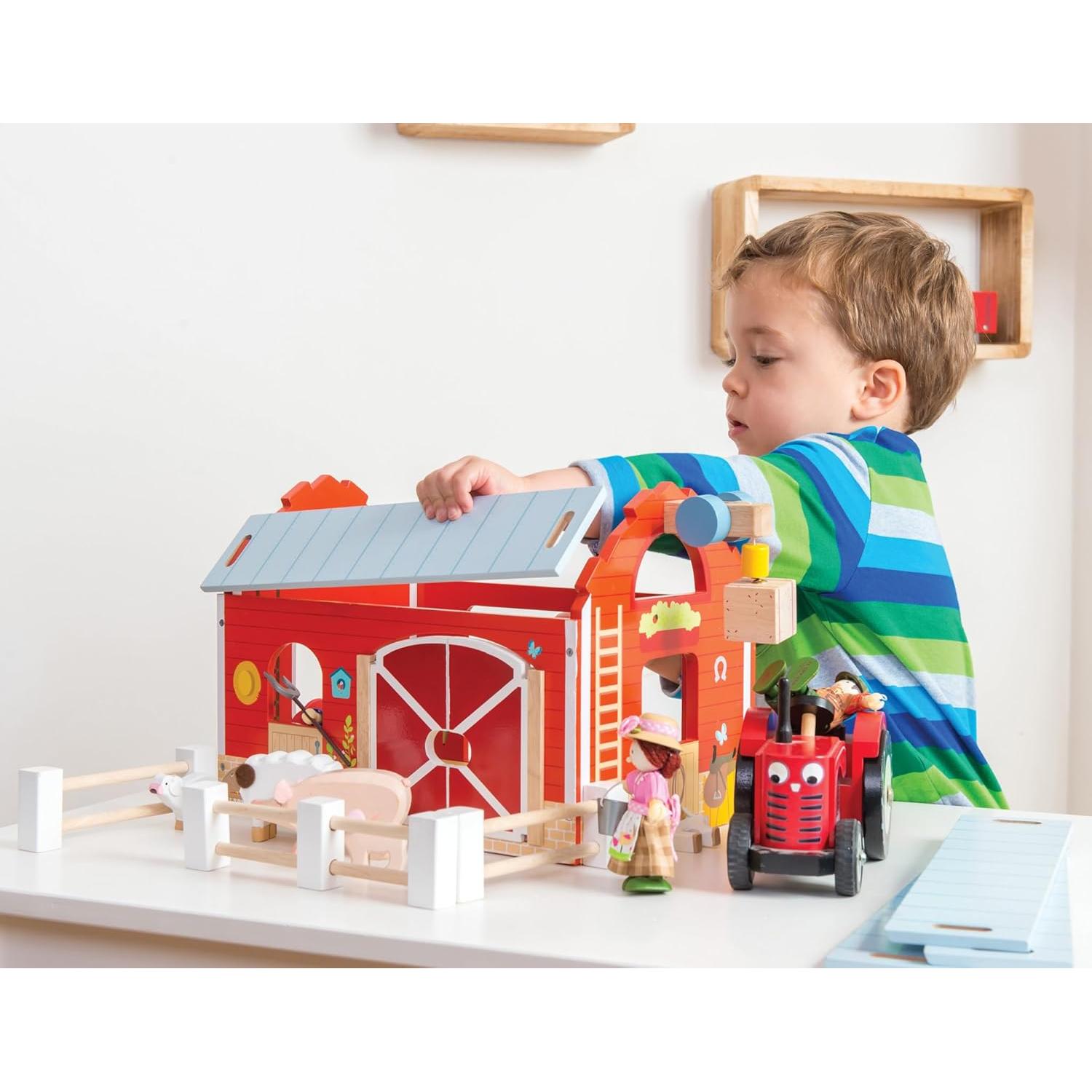 Juguete Educativo de Madera Granja Roja Le Toy Van 38x21cm