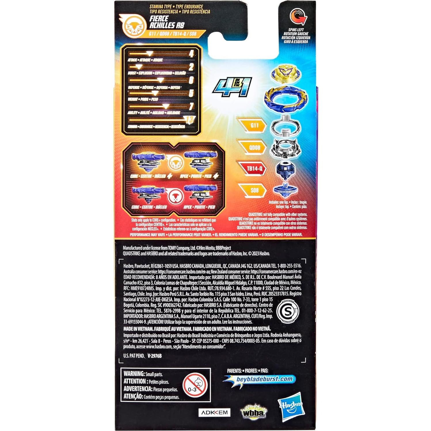 Beyblade Burst Quadstrike Fierce Achilles A8 4 en 1