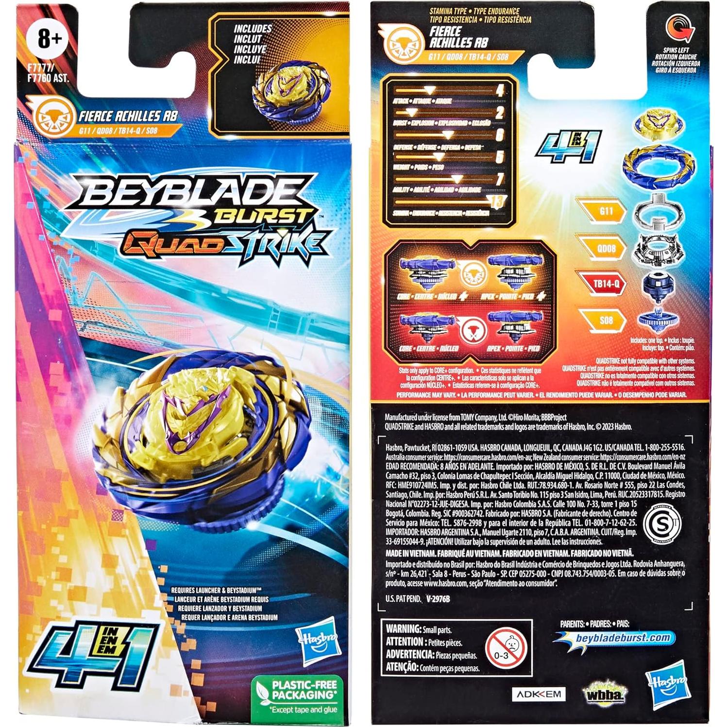 Beyblade Burst Quadstrike Fierce Achilles A8 4 en 1