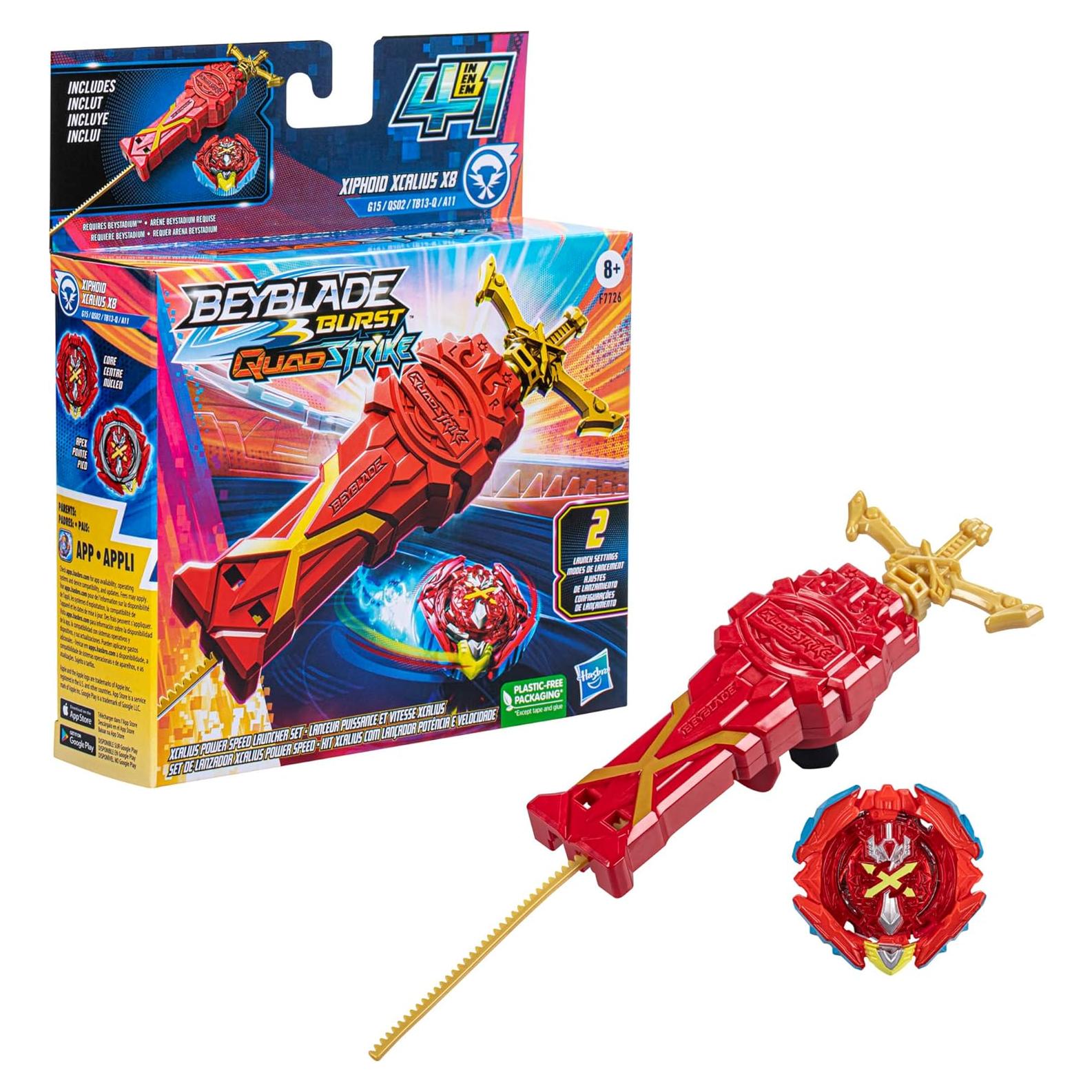Lanzador de Velocidad Poder Xcalius Beyblade Burst QuadStrike
