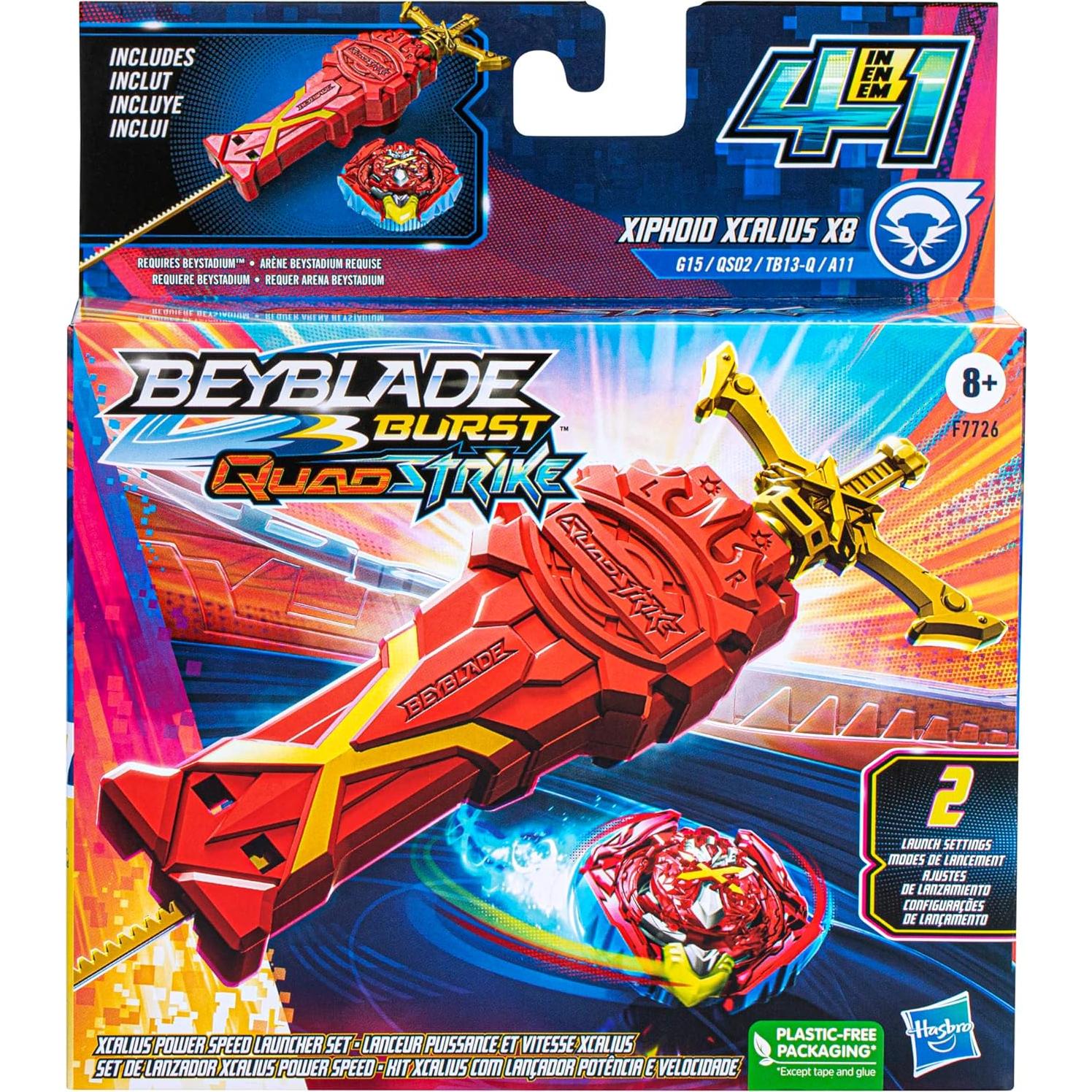 Lanzador de Velocidad Poder Xcalius Beyblade Burst QuadStrike