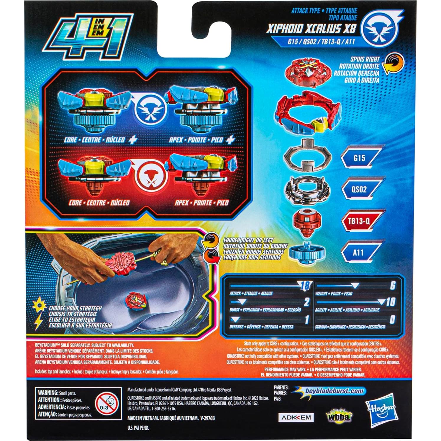 Lanzador de Velocidad Poder Xcalius Beyblade Burst QuadStrike