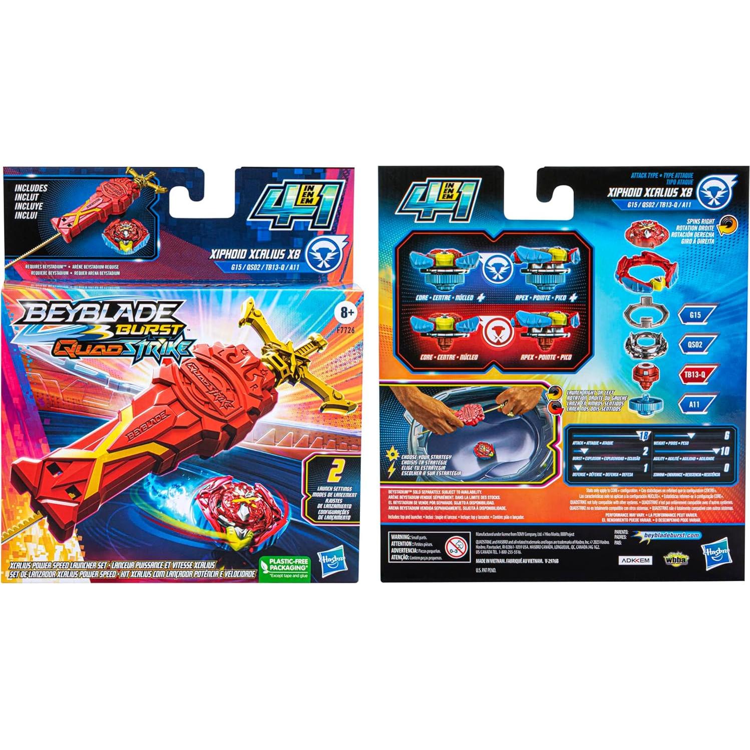 Lanzador de Velocidad Poder Xcalius Beyblade Burst QuadStrike