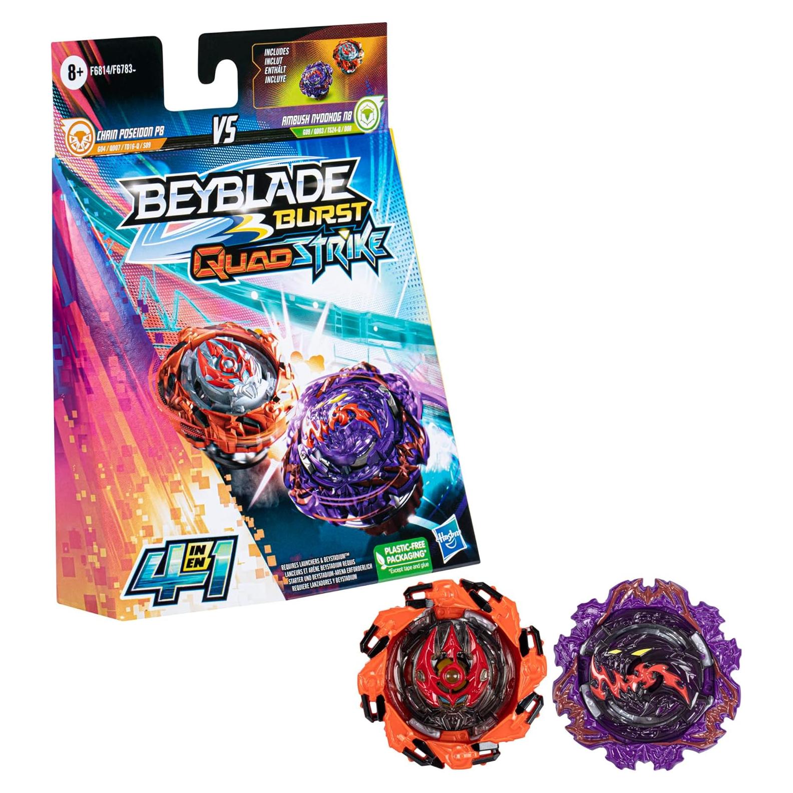 Beyblade Burst QuadStrike Doble: Nyddhog N8 y Poseidón P8
