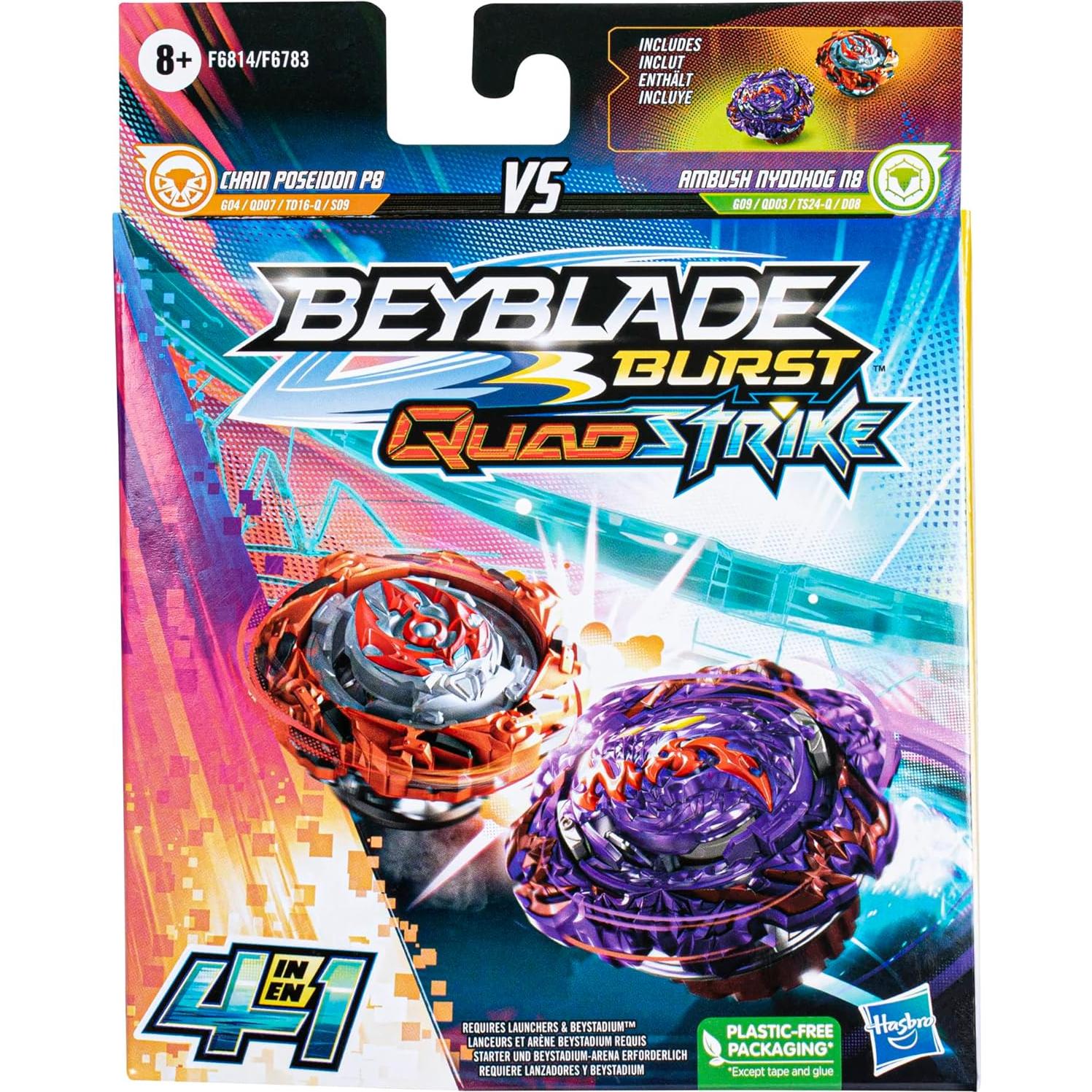 Beyblade Burst QuadStrike Doble: Nyddhog N8 y Poseidón P8