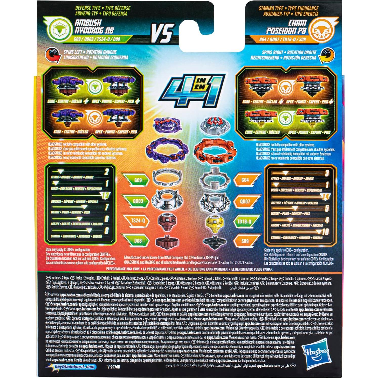 Beyblade Burst QuadStrike Doble: Nyddhog N8 y Poseidón P8