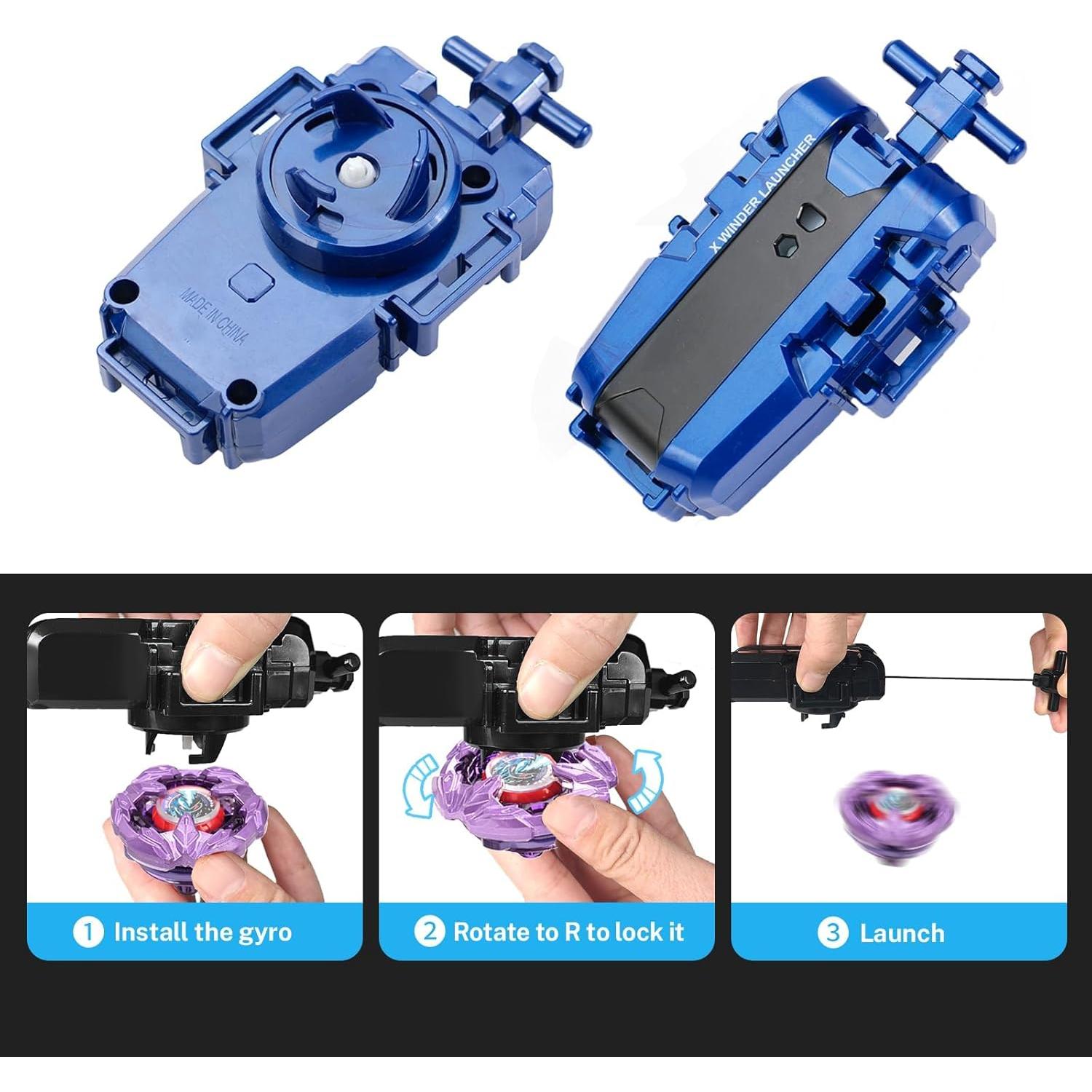 Conjunto de Peonzas Gyro X DEZAWRTY con Lanzador para Niños