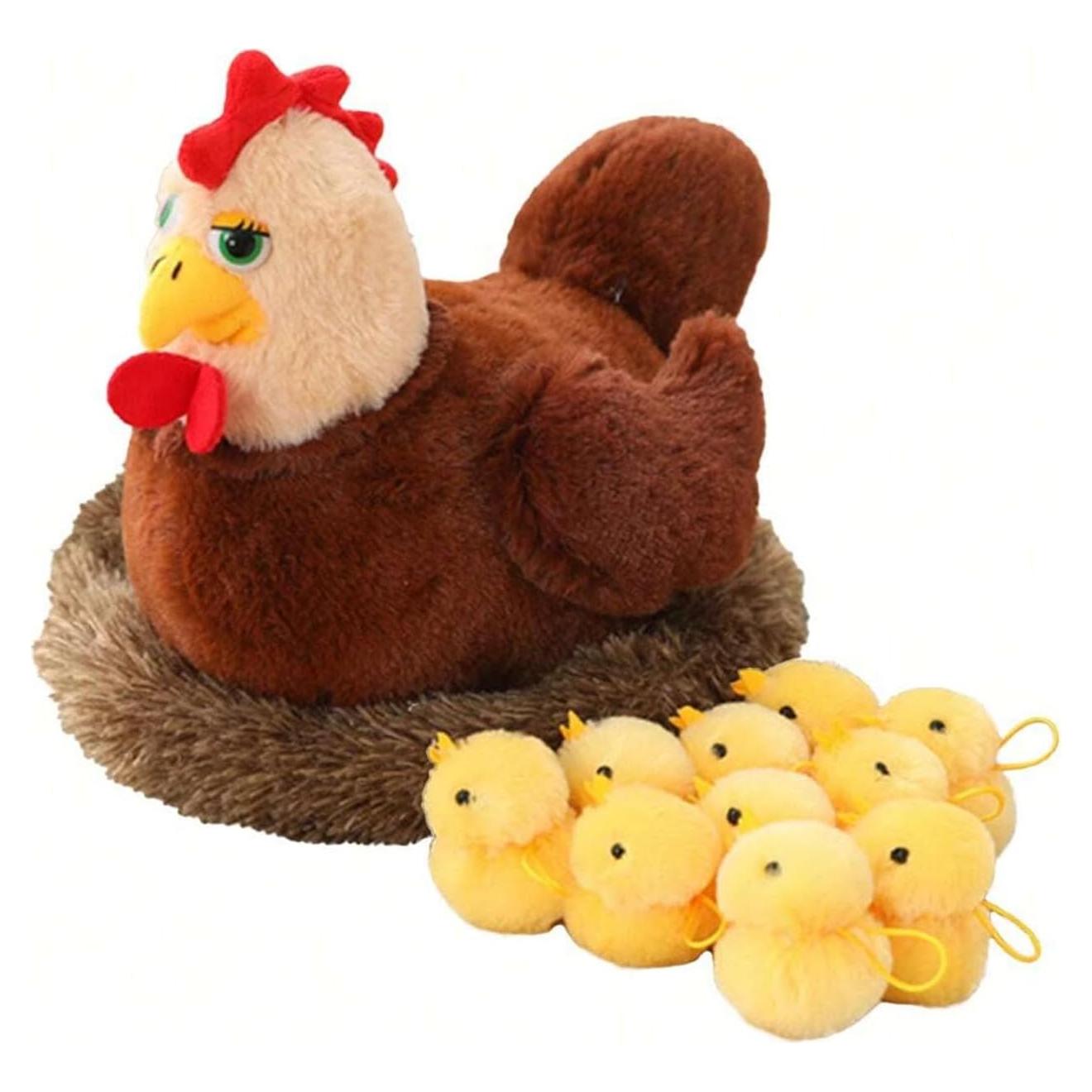 Set de Juguete de Peluche Gallina Madre 30 cm UNSNURNOCH