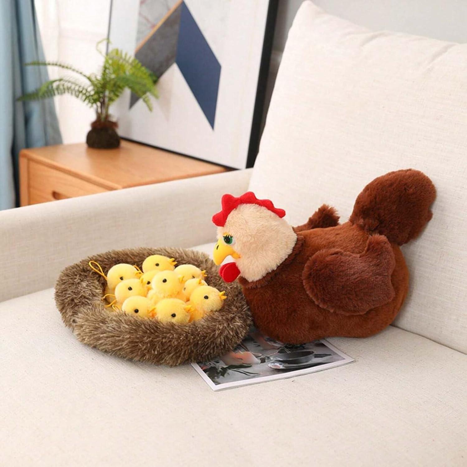 Set de Juguete de Peluche Gallina Madre 30 cm UNSNURNOCH