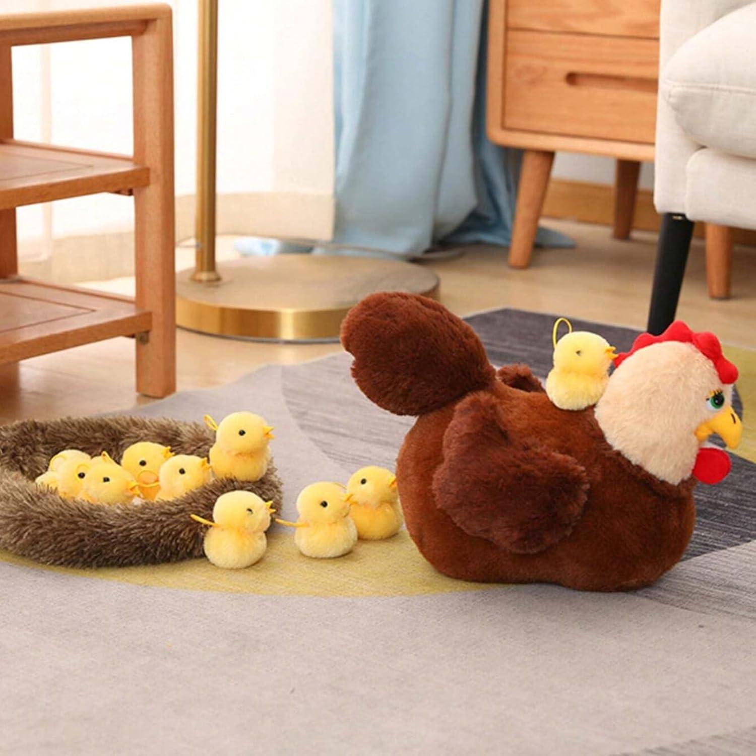 Set de Juguete de Peluche Gallina Madre 30 cm UNSNURNOCH