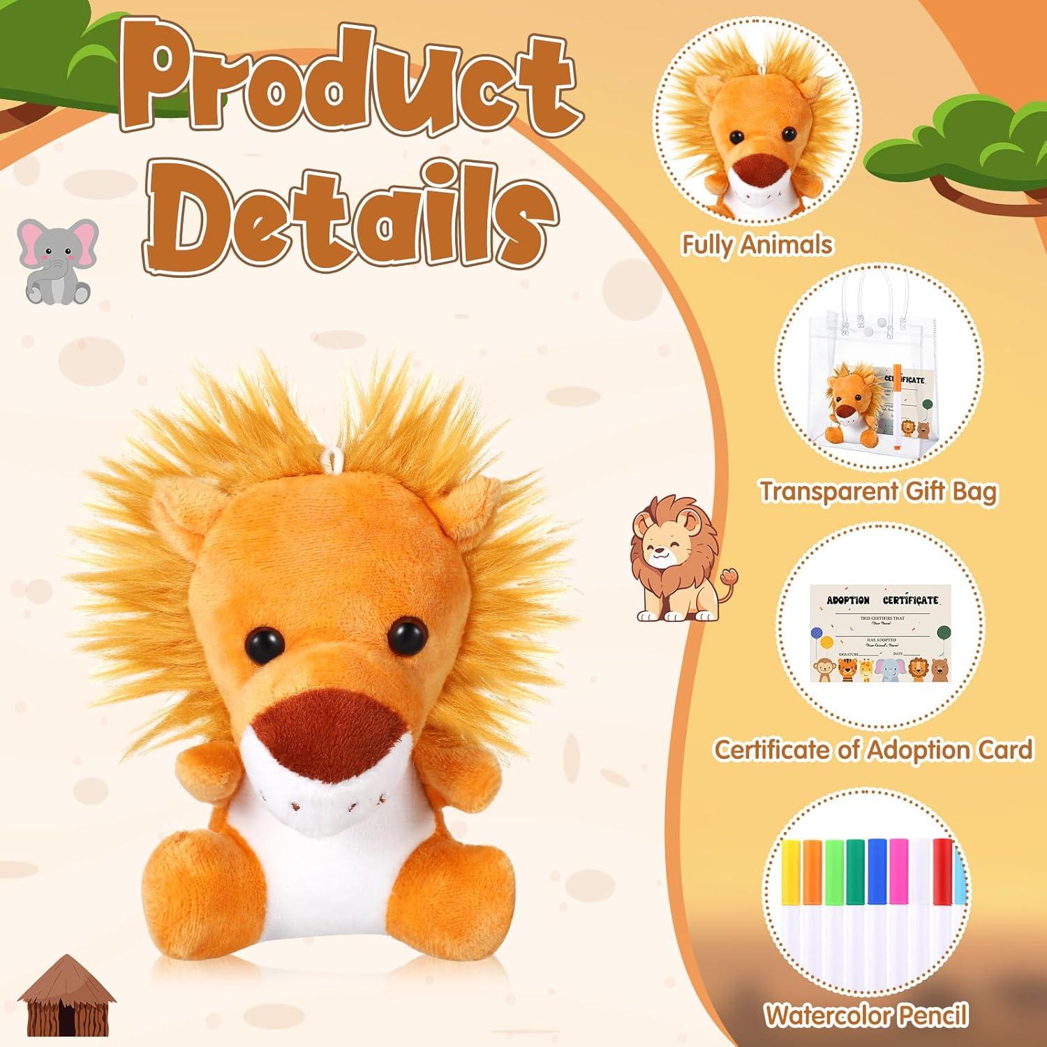 Set de 24 Mini Animales de Peluche HyDren con Tarjetas y Lápices