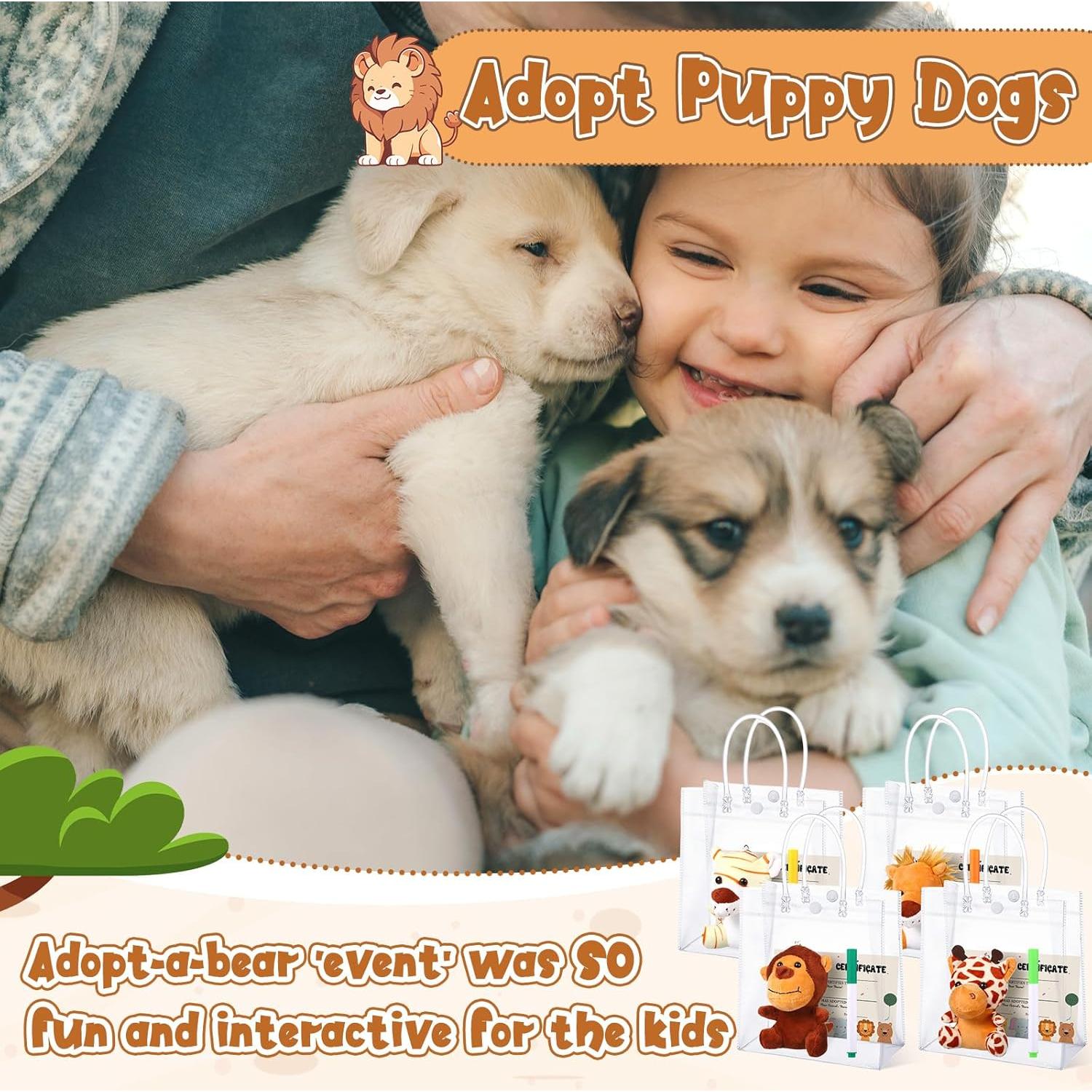 Set de 24 Mini Animales de Peluche HyDren con Tarjetas y Lápices