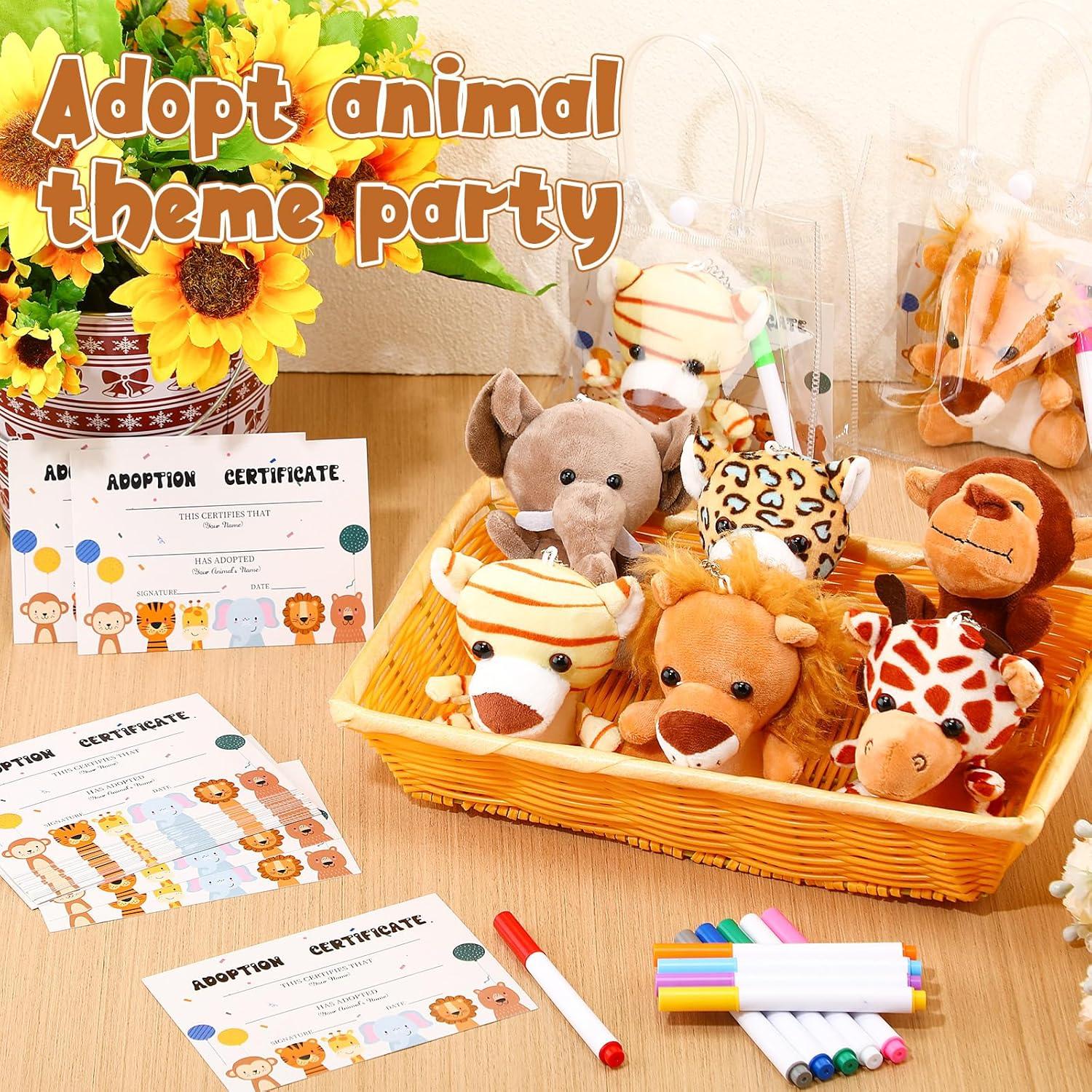 Set de 24 Mini Animales de Peluche HyDren con Tarjetas y Lápices