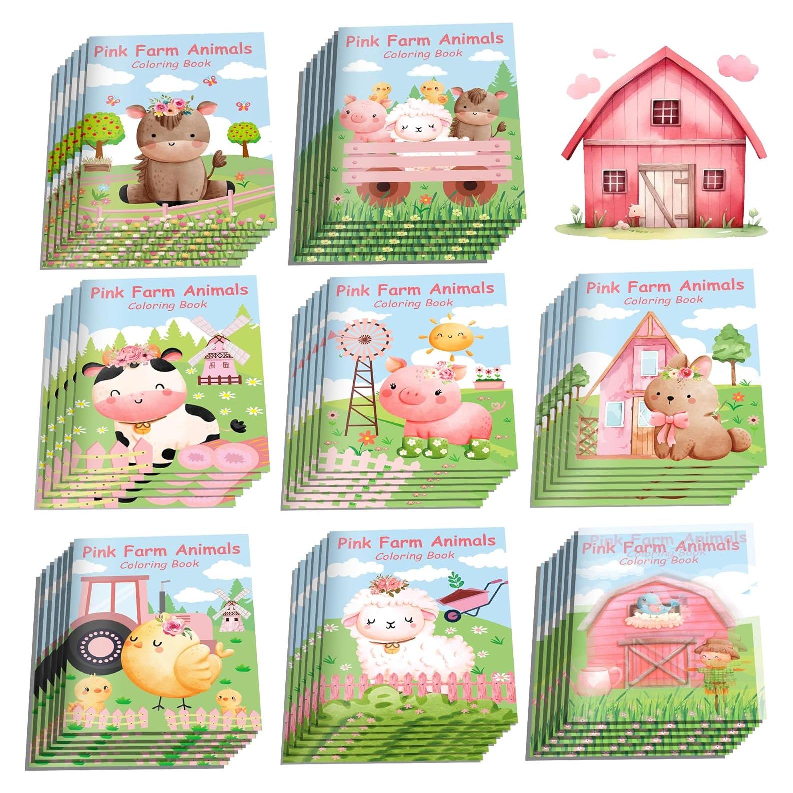 16 Libros para Colorear de Animales de Granja Rosa - Littkeef
