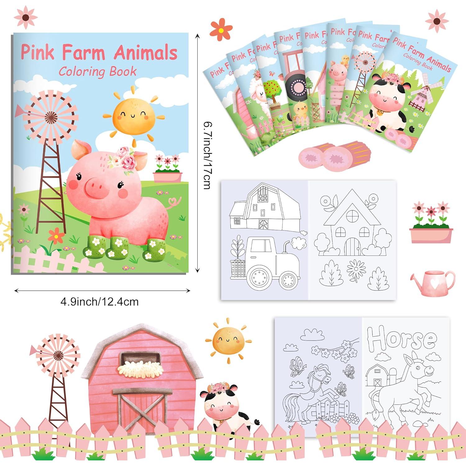 16 Libros para Colorear de Animales de Granja Rosa - Littkeef