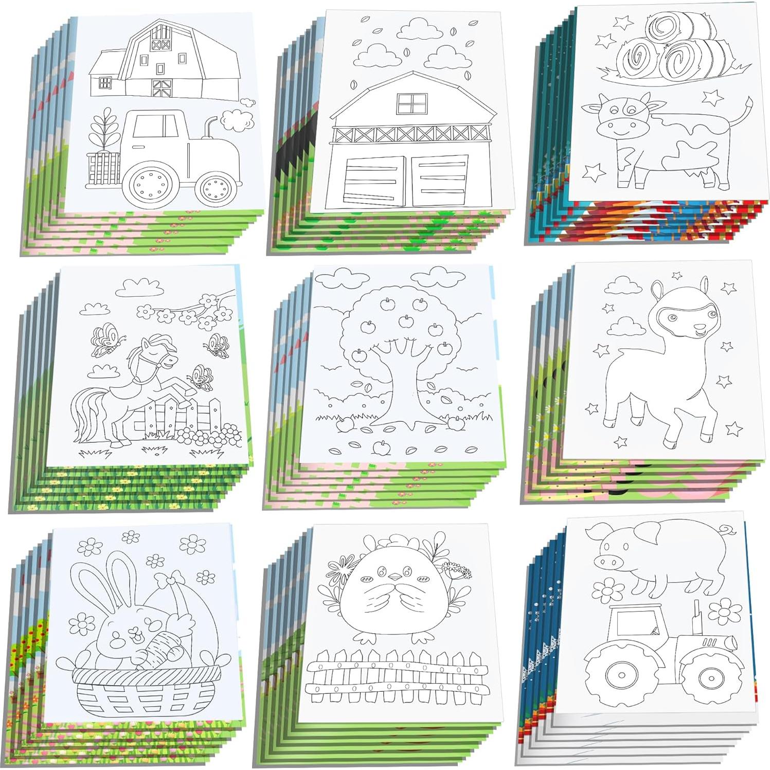 16 Libros para Colorear de Animales de Granja Rosa - Littkeef