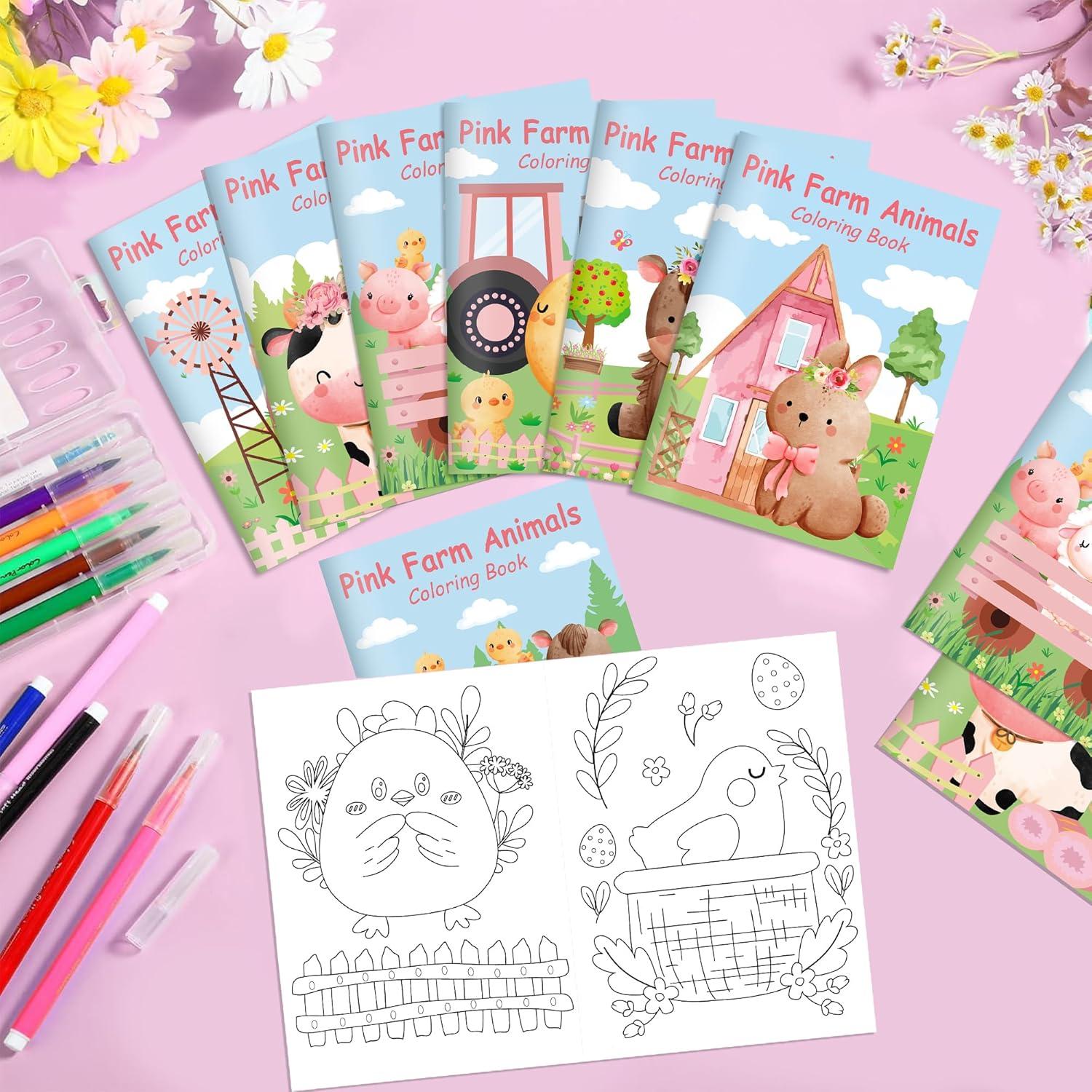 16 Libros para Colorear de Animales de Granja Rosa - Littkeef