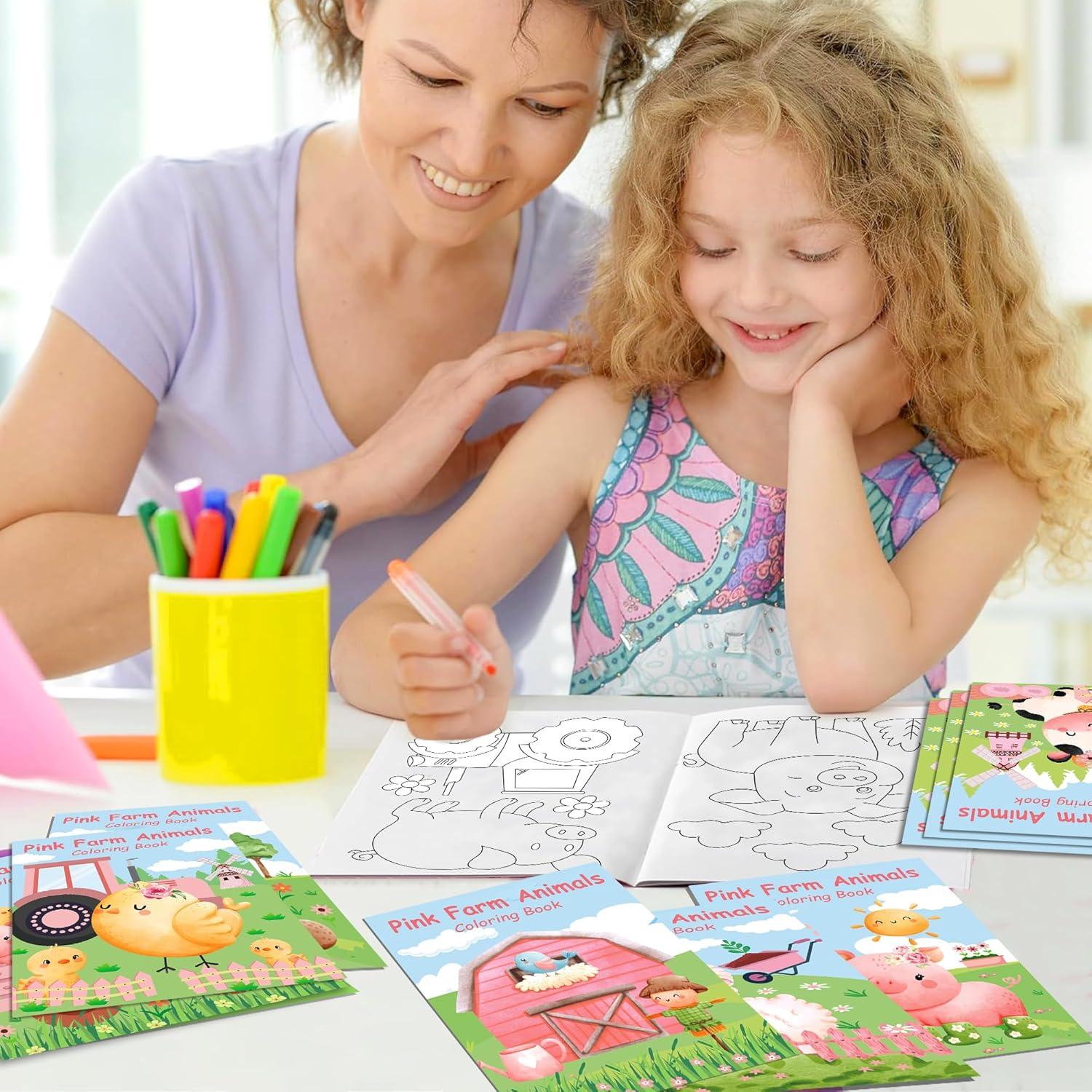 16 Libros para Colorear de Animales de Granja Rosa - Littkeef