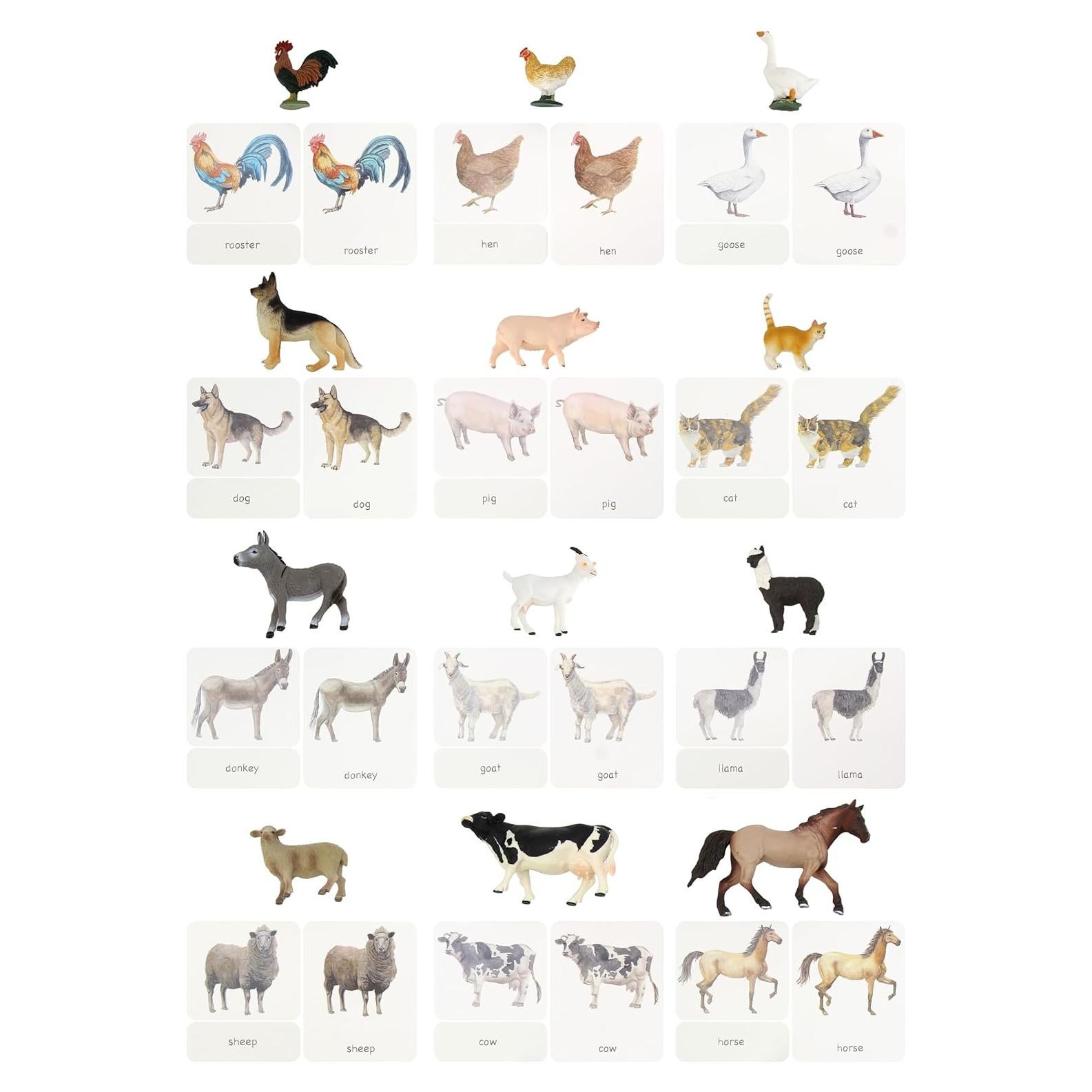 12 Piezas Réplicas Animales de Granja Montessori 1.45 kg