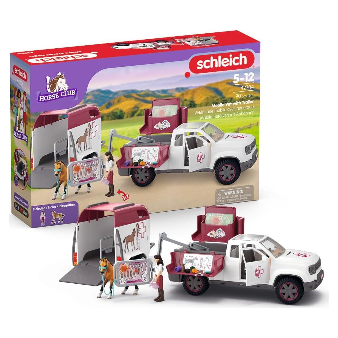 Juego Veterinario Móvil Schleich 90 Piezas con Remolque