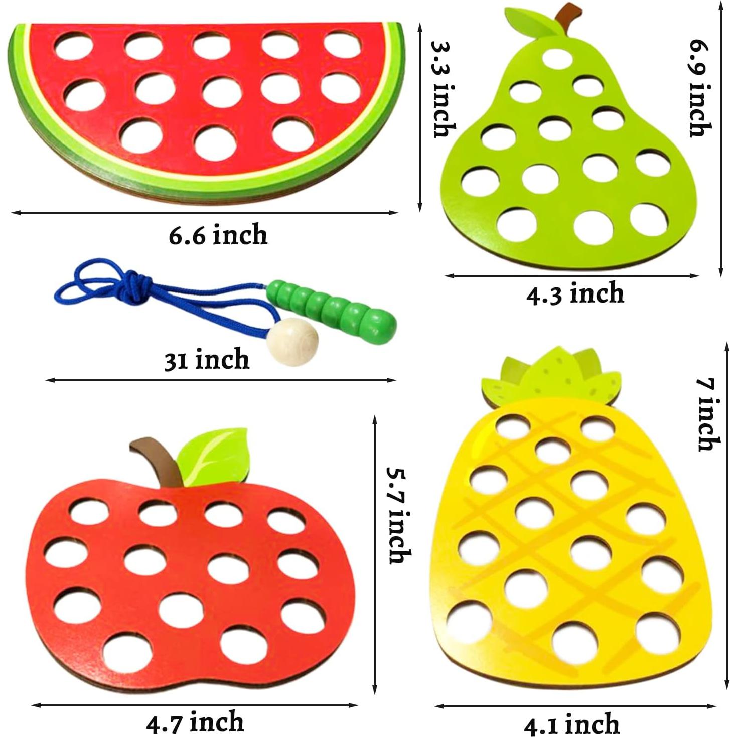 Paquete de 4 Juguetes de Enhebrado de Madera Fvcisshhu