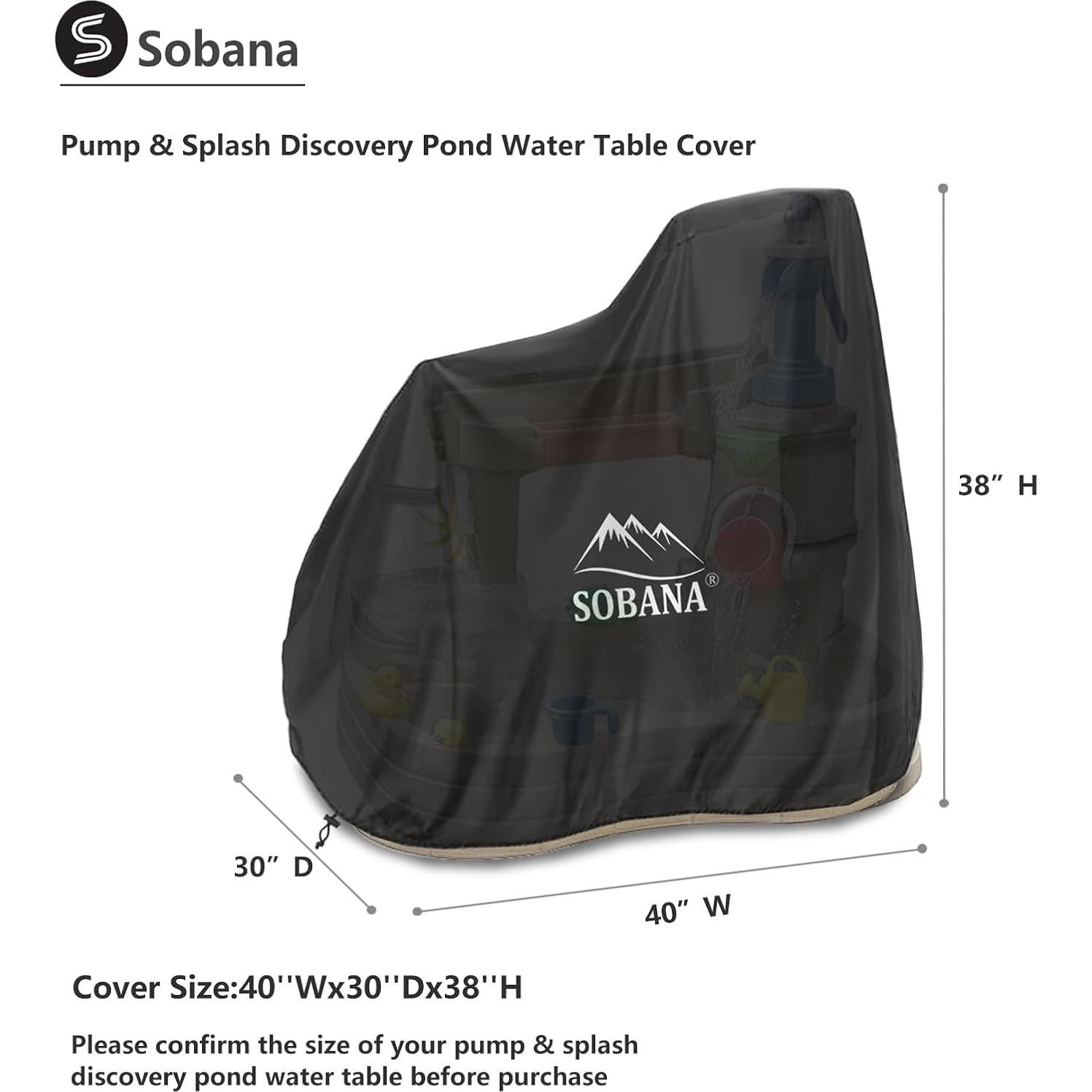 Cubierta de Mesa de Agua Sobana 76x102x97cm Impermeable Negra