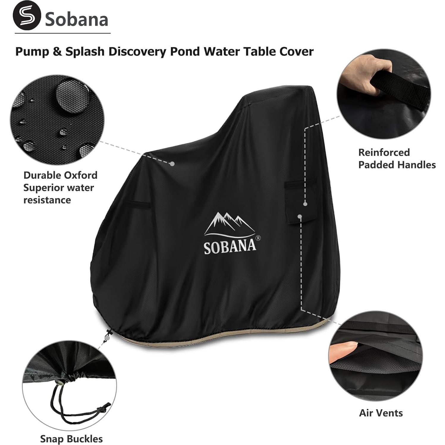 Cubierta de Mesa de Agua Sobana 76x102x97cm Impermeable Negra