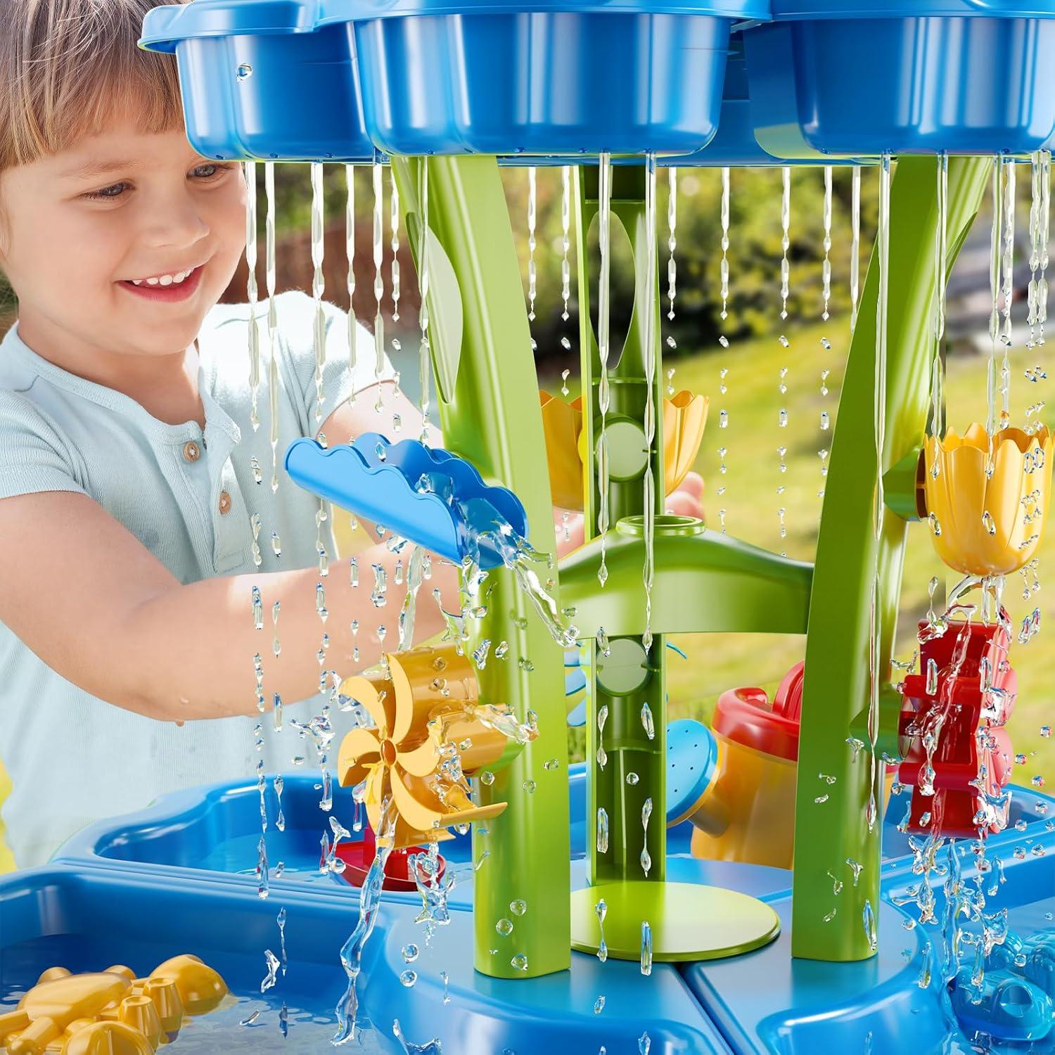 Mesa de Agua y Arena NIPLOOOW 60x60 cm para Niños 3-5 Años