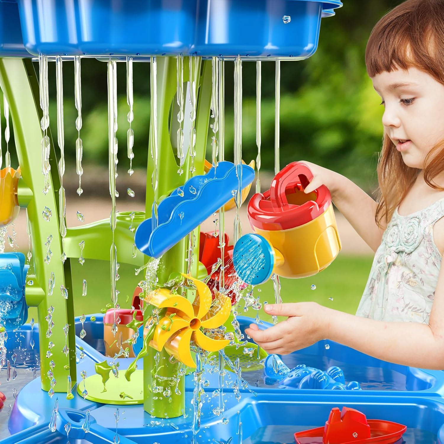Mesa de Agua y Arena NIPLOOOW 60x60 cm para Niños 3-5 Años