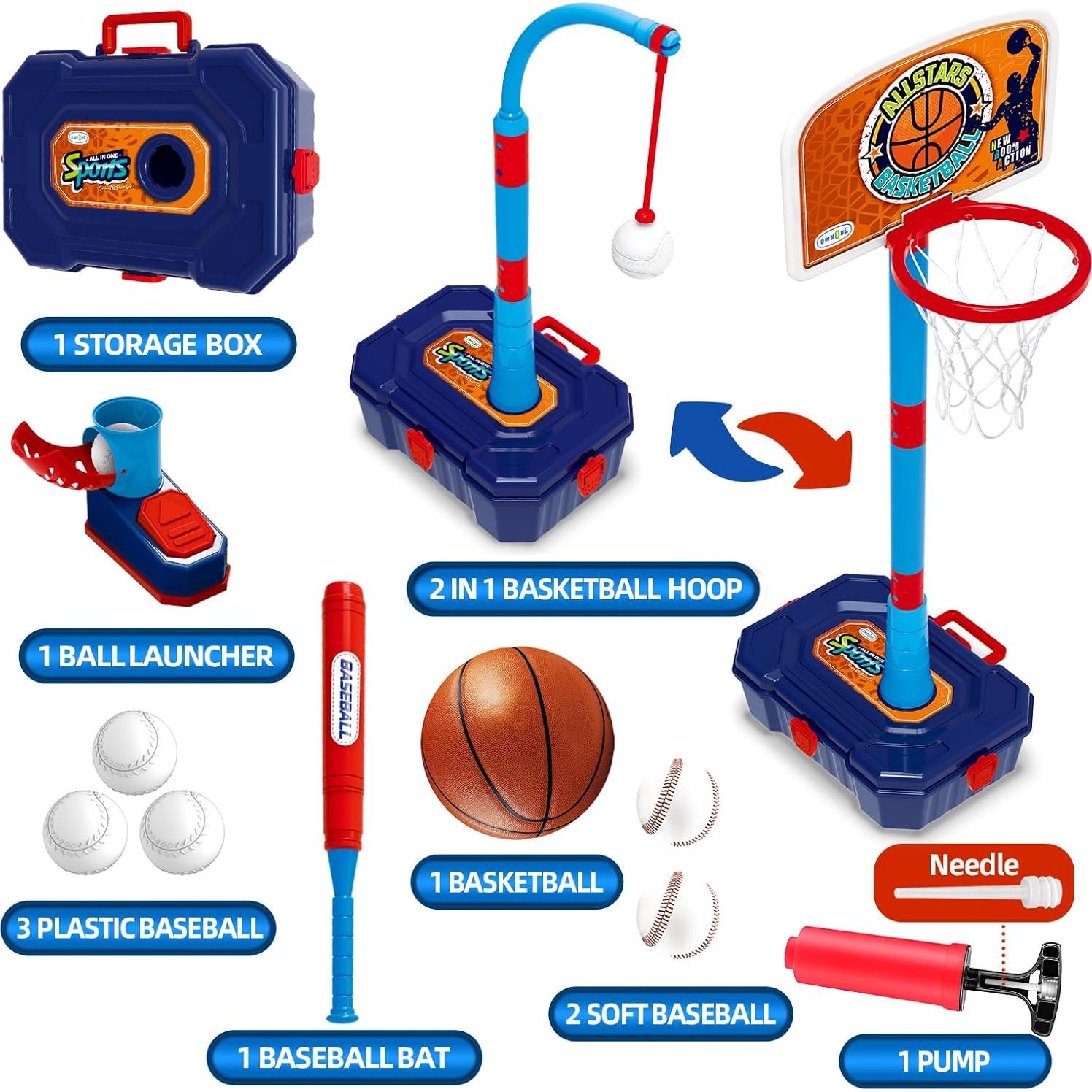 Aro de Baloncesto Ajustable OWNONE 1 + Set T Ball Azul