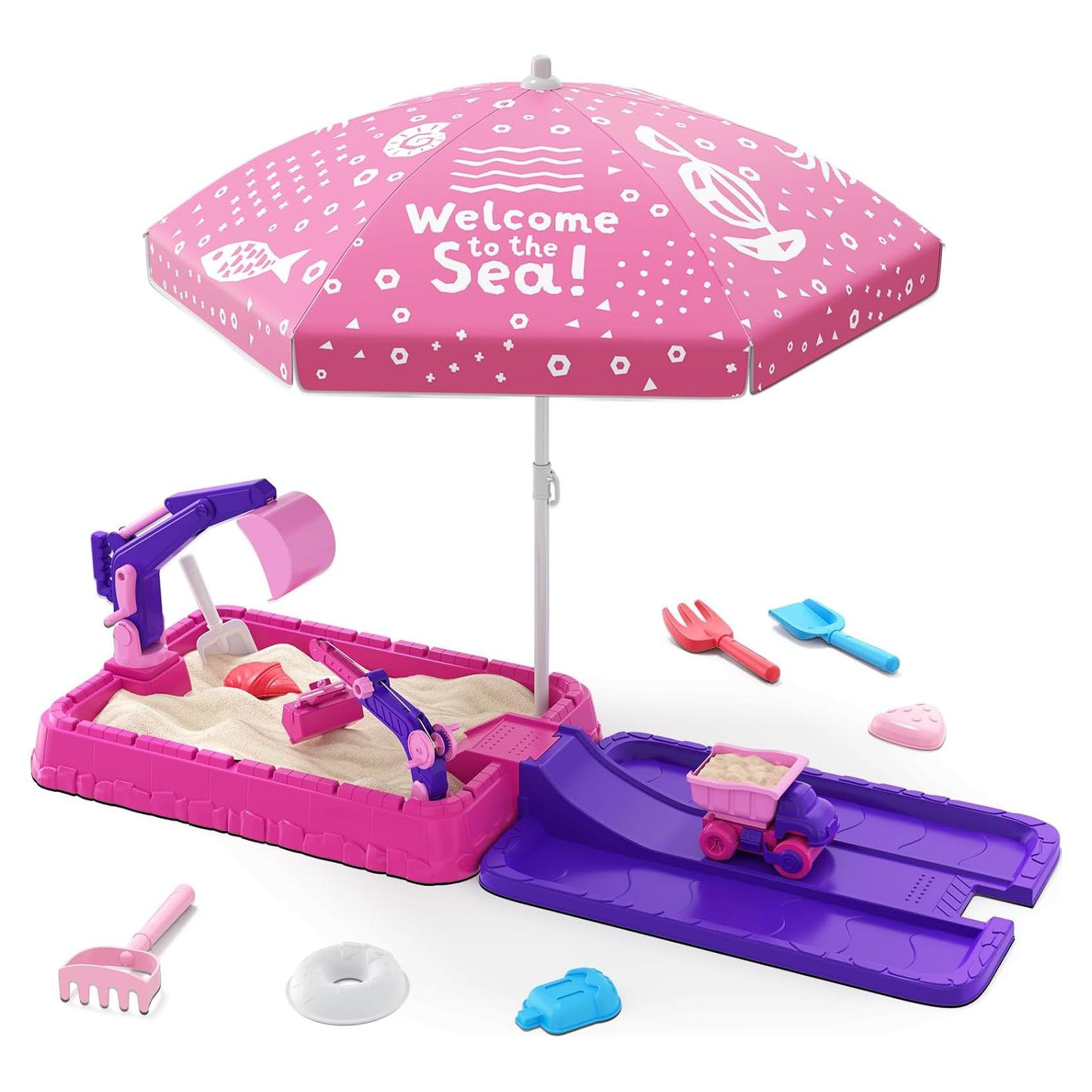 Caja de Arena Excavadora HYES Morada con Tapa y Juguetes