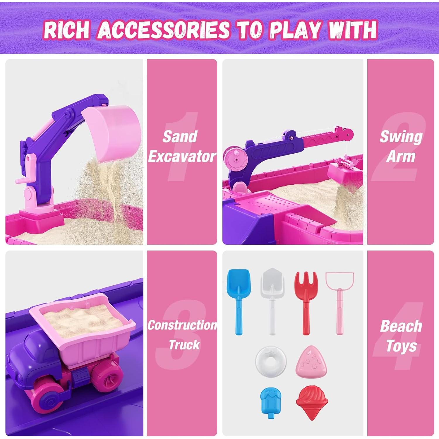 Caja de Arena Excavadora HYES Morada con Tapa y Juguetes