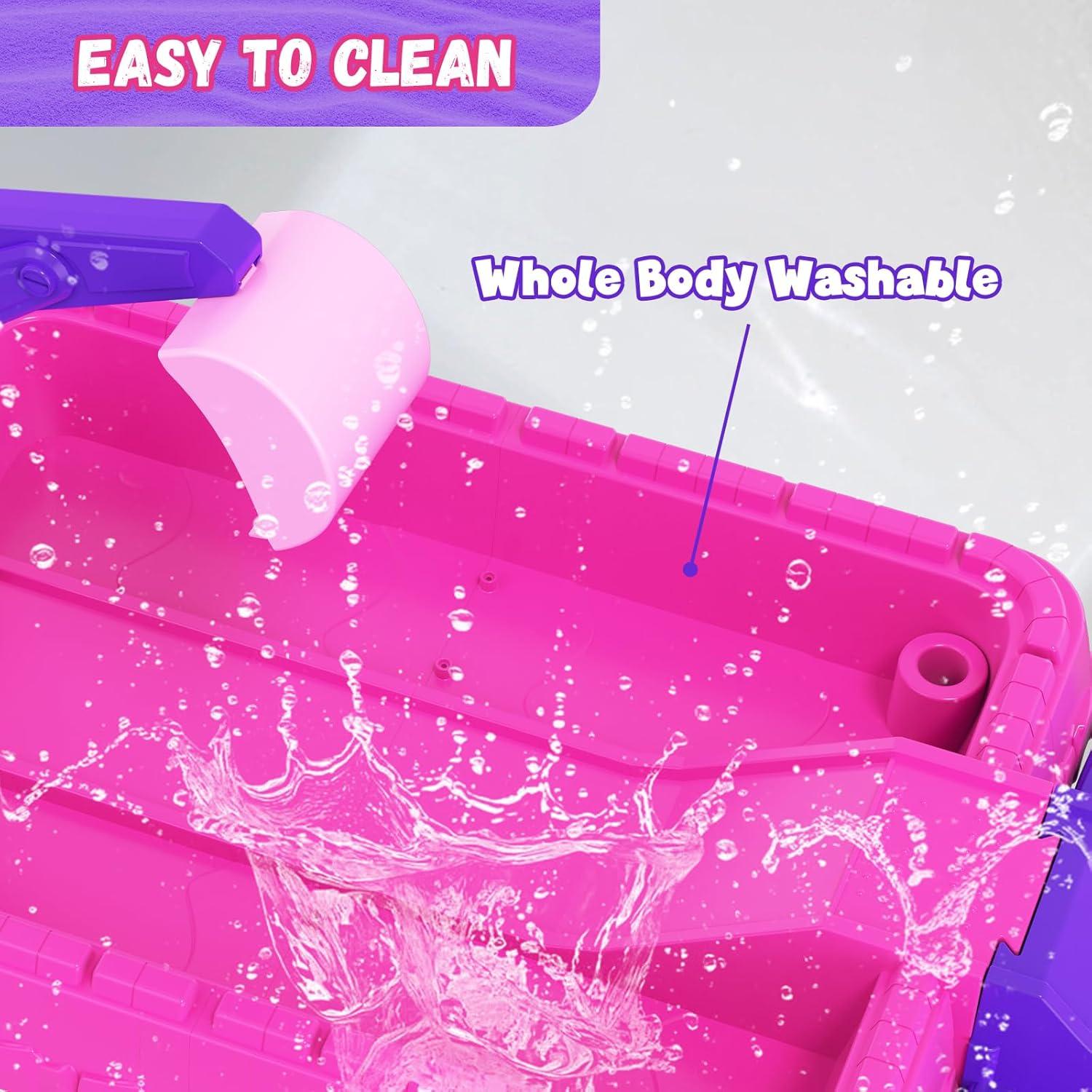 Caja de Arena Excavadora HYES Morada con Tapa y Juguetes