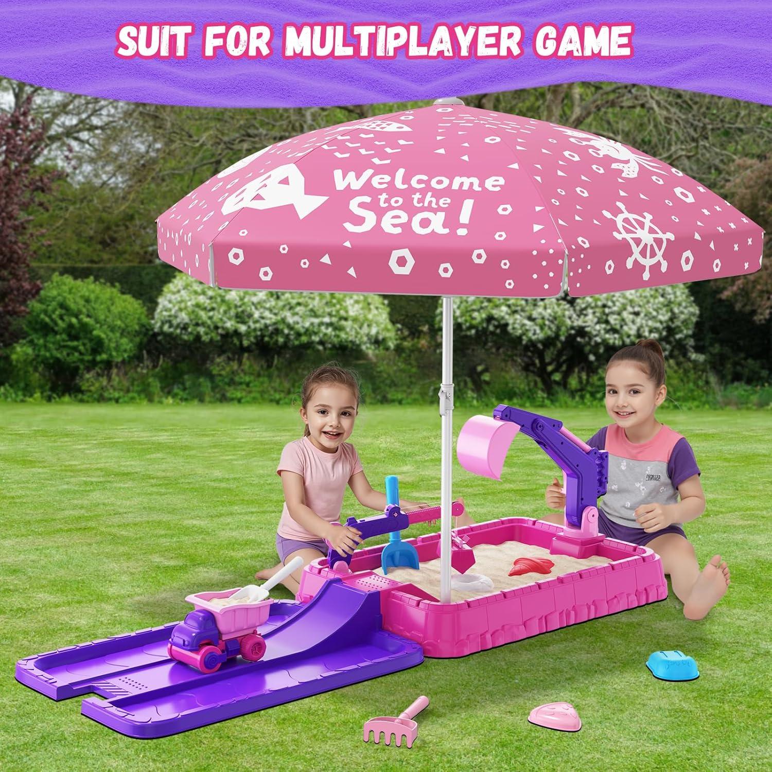 Caja de Arena Excavadora HYES Morada con Tapa y Juguetes