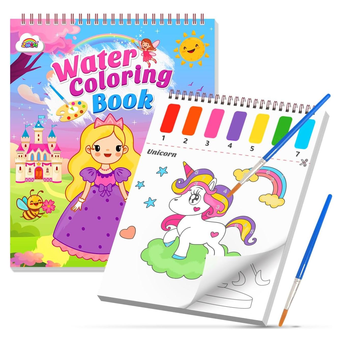 Libro de Pintura Acuarela ZMLM para Niños 20 Páginas Princesa