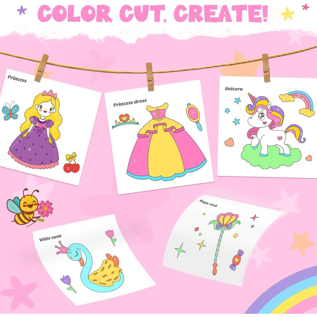 Libro de Pintura Acuarela ZMLM para Niños 20 Páginas Princesa