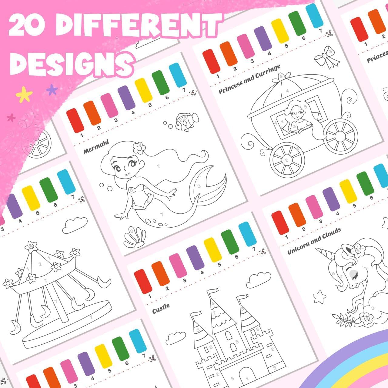 Libro de Pintura Acuarela ZMLM para Niños 20 Páginas Princesa