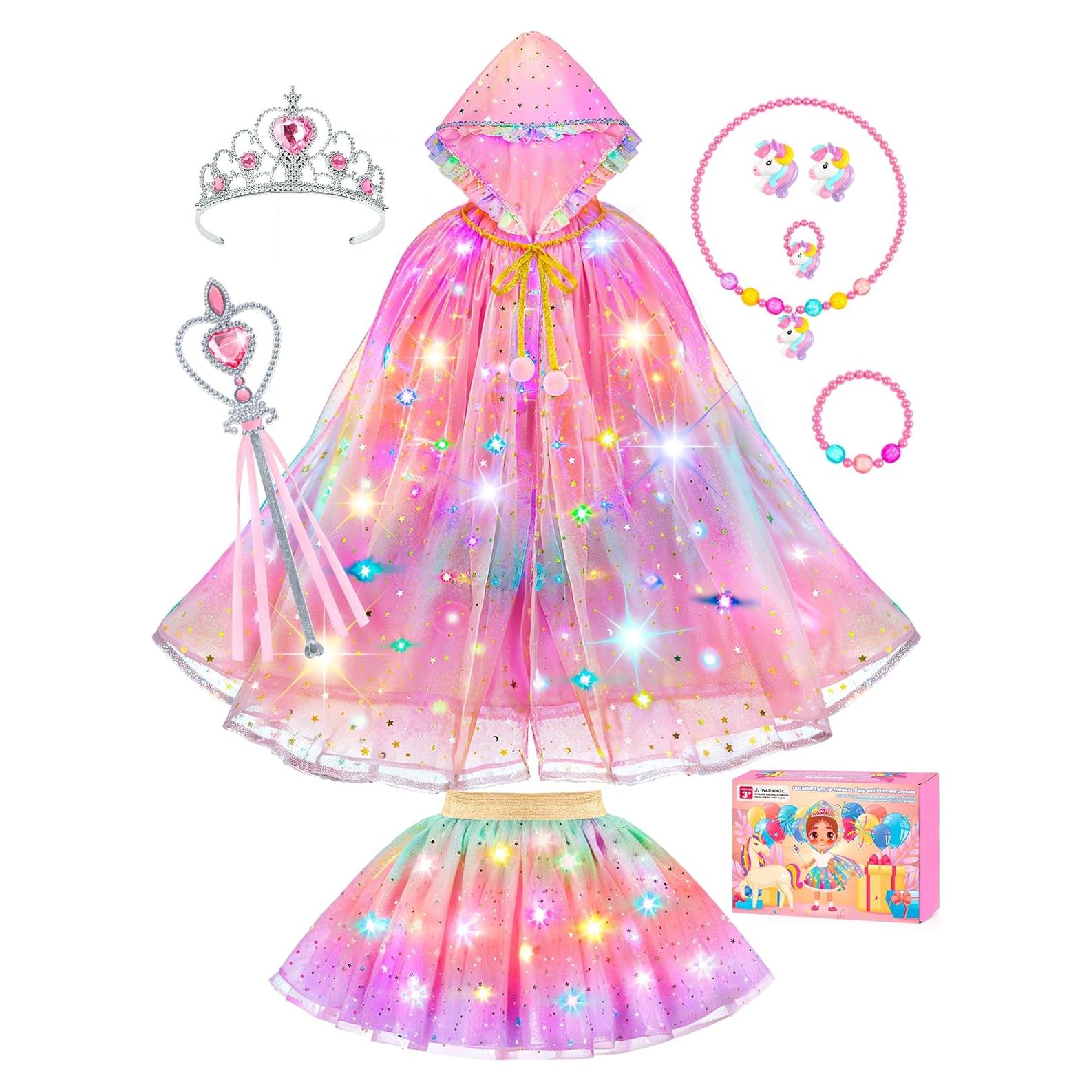 Disfraz de Princesa para Niñas DOLNOW con Capa Brillante y Accesorios