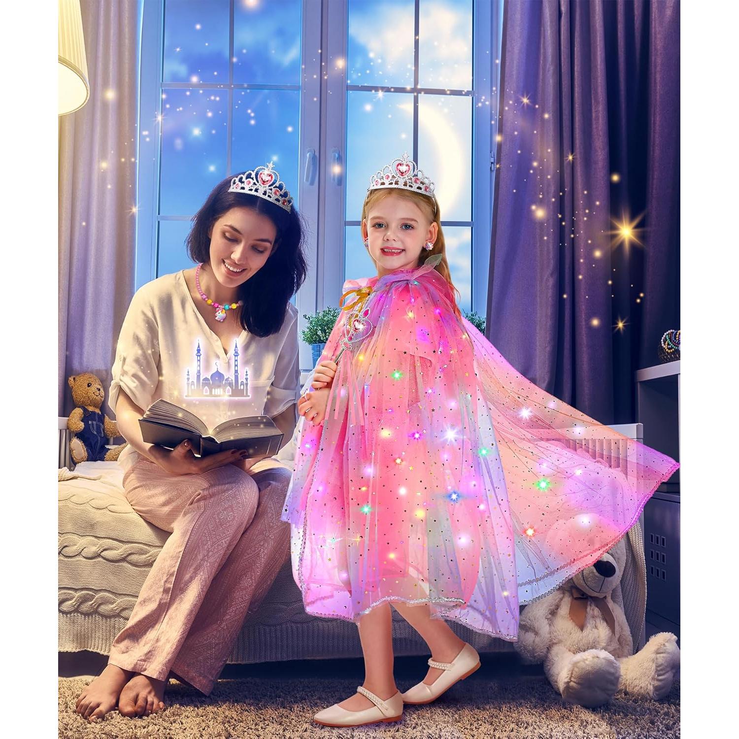 Disfraz de Princesa para Niñas DOLNOW con Capa Brillante y Accesorios