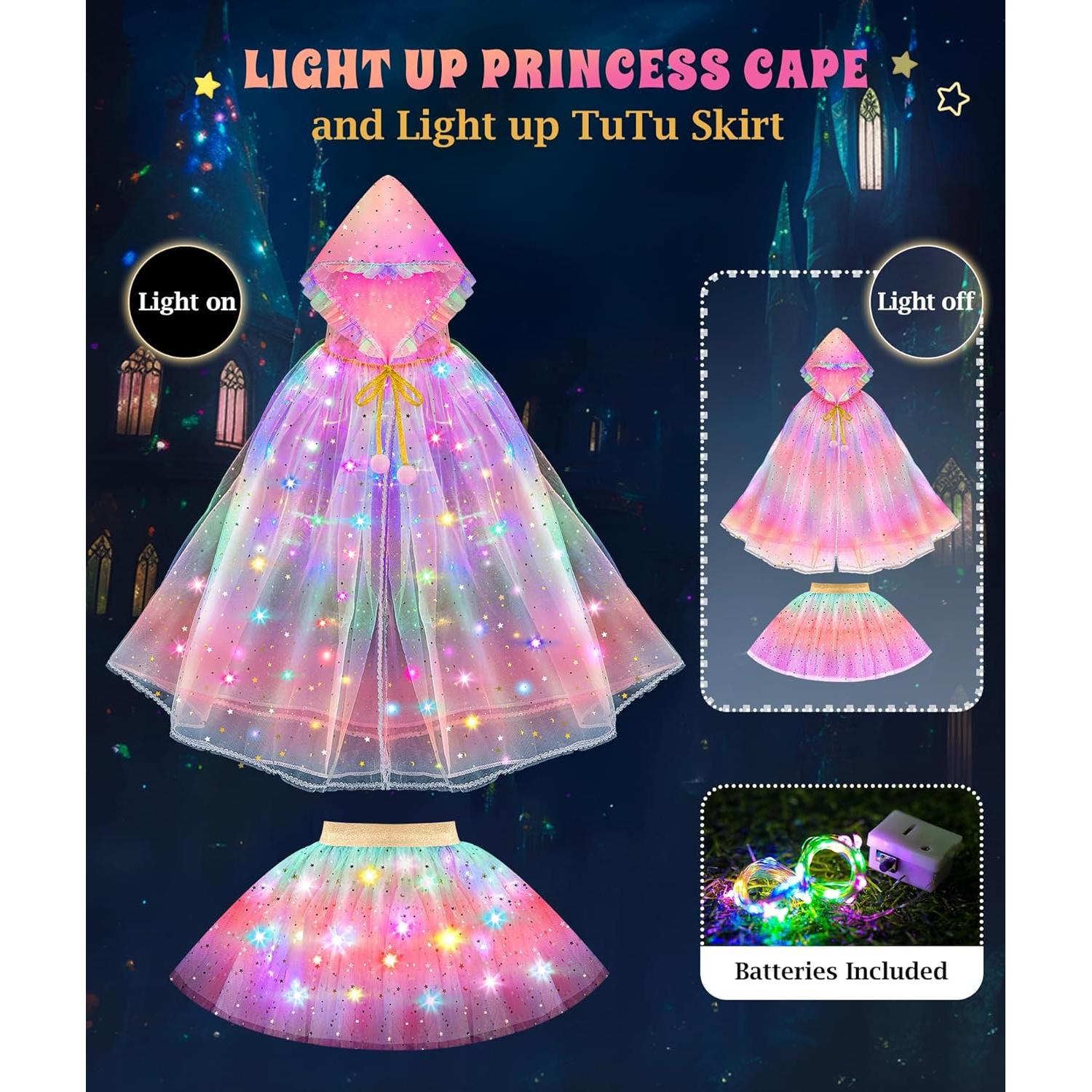 Disfraz de Princesa para Niñas DOLNOW con Capa Brillante y Accesorios