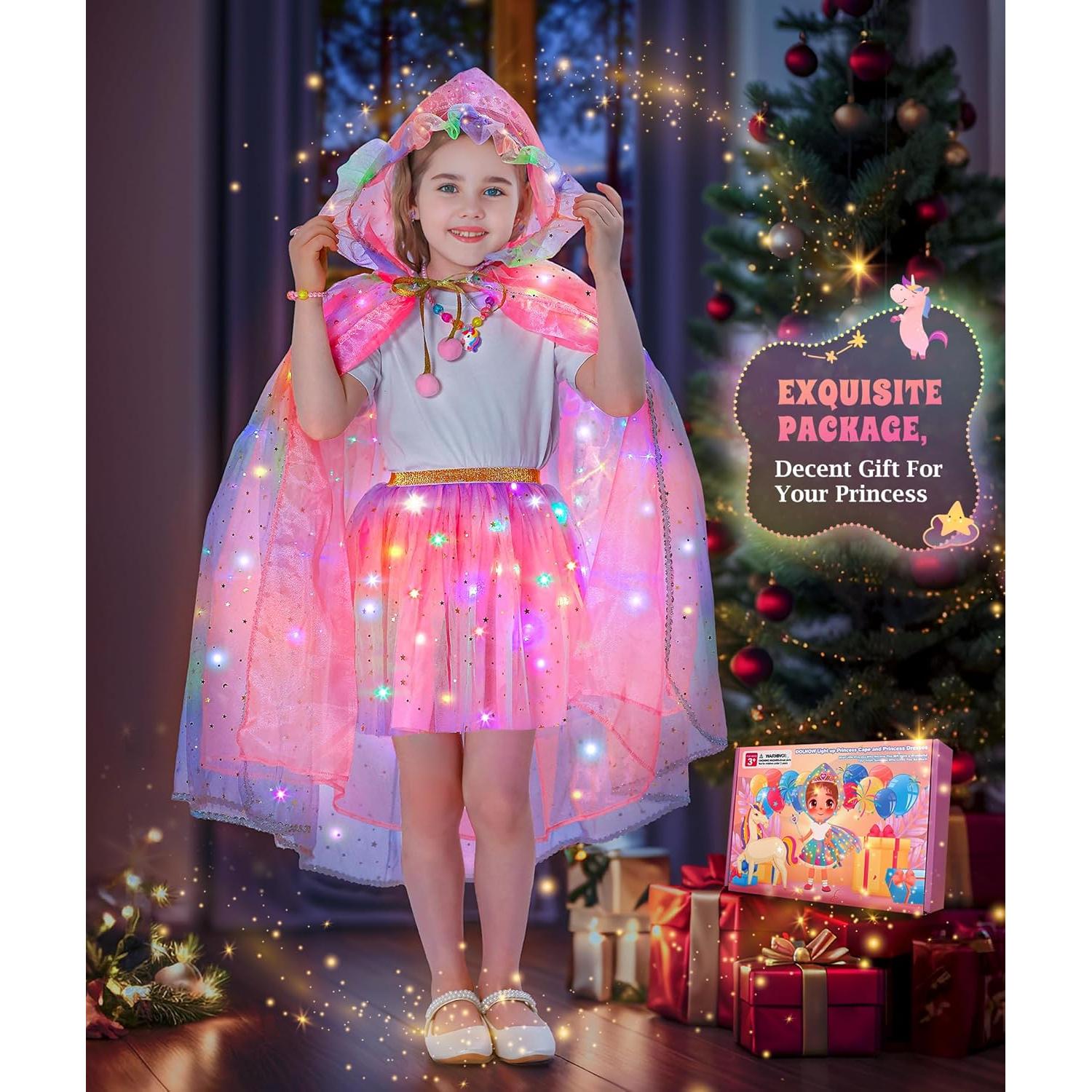 Disfraz de Princesa para Niñas DOLNOW con Capa Brillante y Accesorios