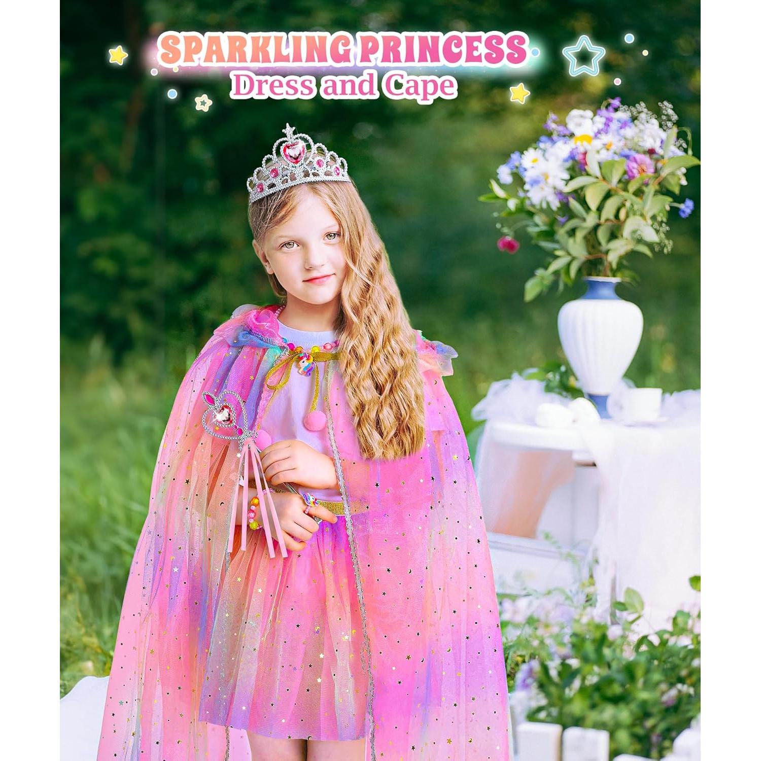 Disfraz de Princesa para Niñas DOLNOW con Capa Brillante y Accesorios