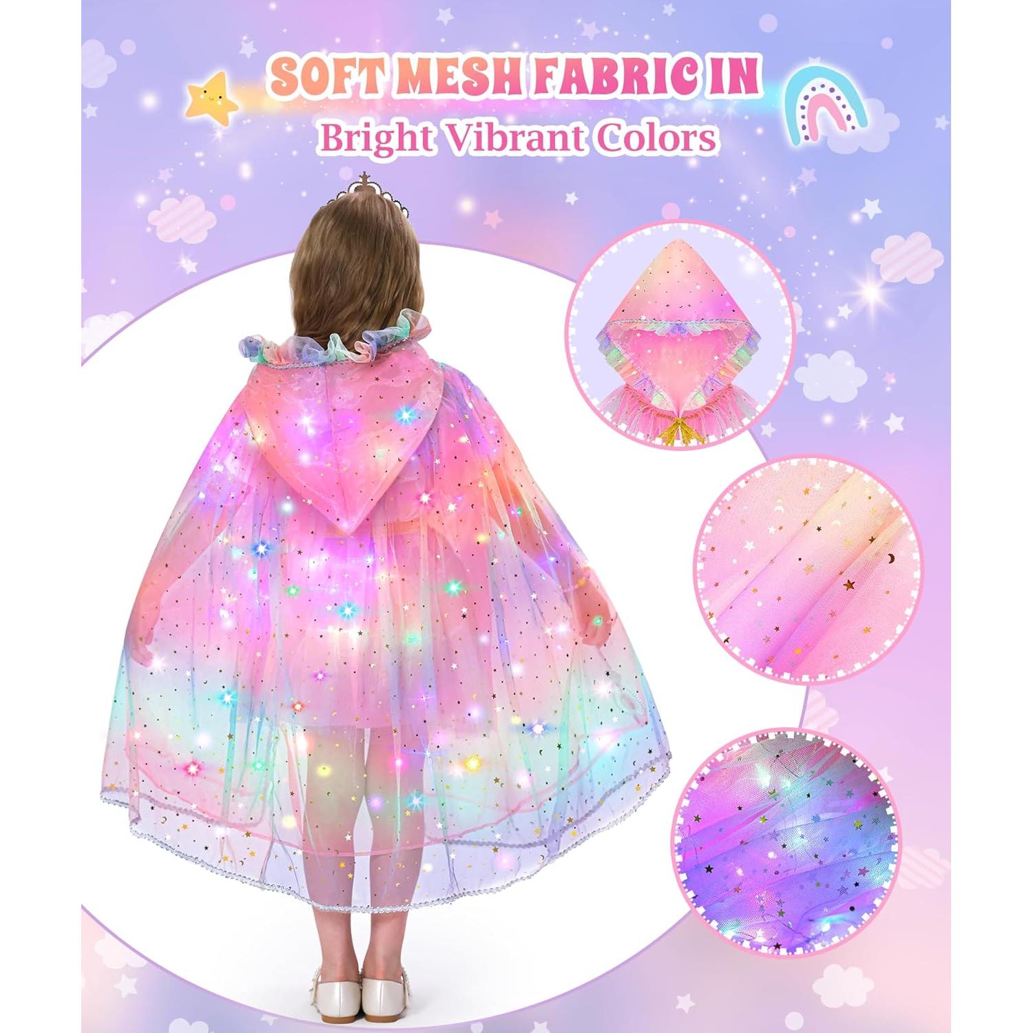 Disfraz de Princesa para Niñas DOLNOW con Capa Brillante y Accesorios