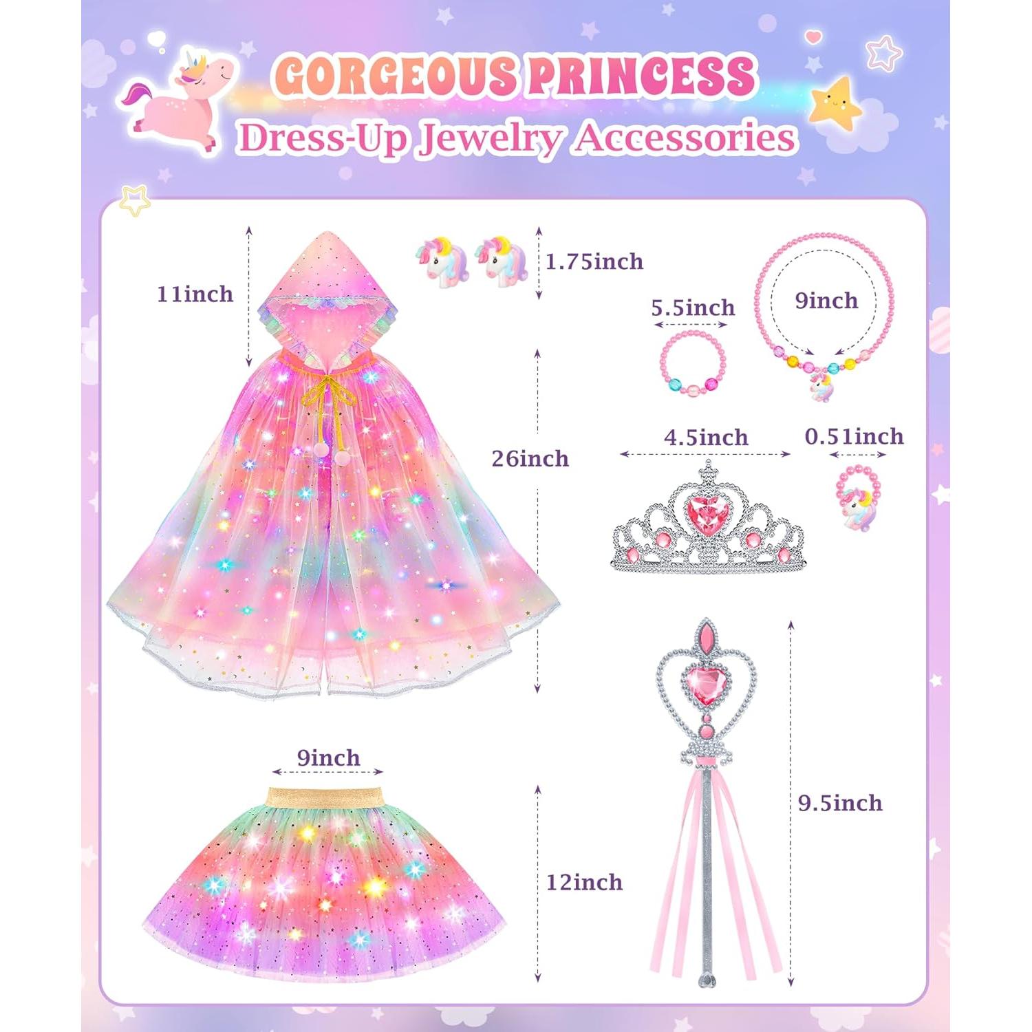 Disfraz de Princesa para Niñas DOLNOW con Capa Brillante y Accesorios