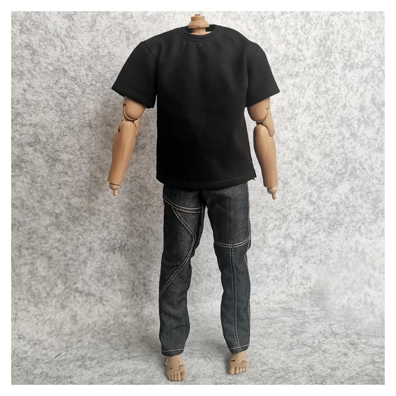 Ropa para Muñecos 1/6 SSbeauty Camiseta y Jeans Negro