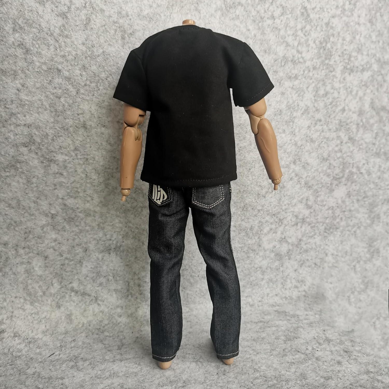 Ropa para Muñecos 1/6 SSbeauty Camiseta y Jeans Negro