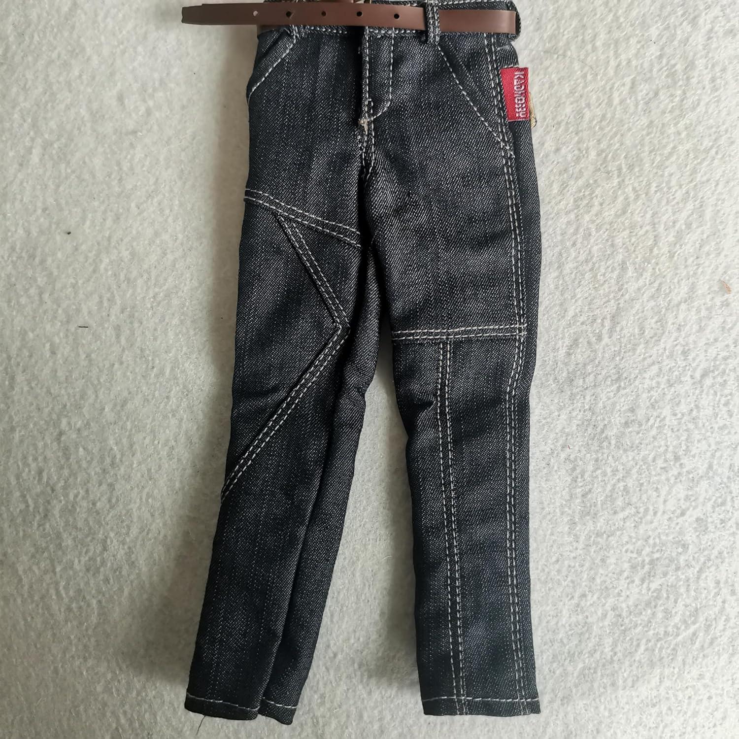 Ropa para Muñecos 1/6 SSbeauty Camiseta y Jeans Negro