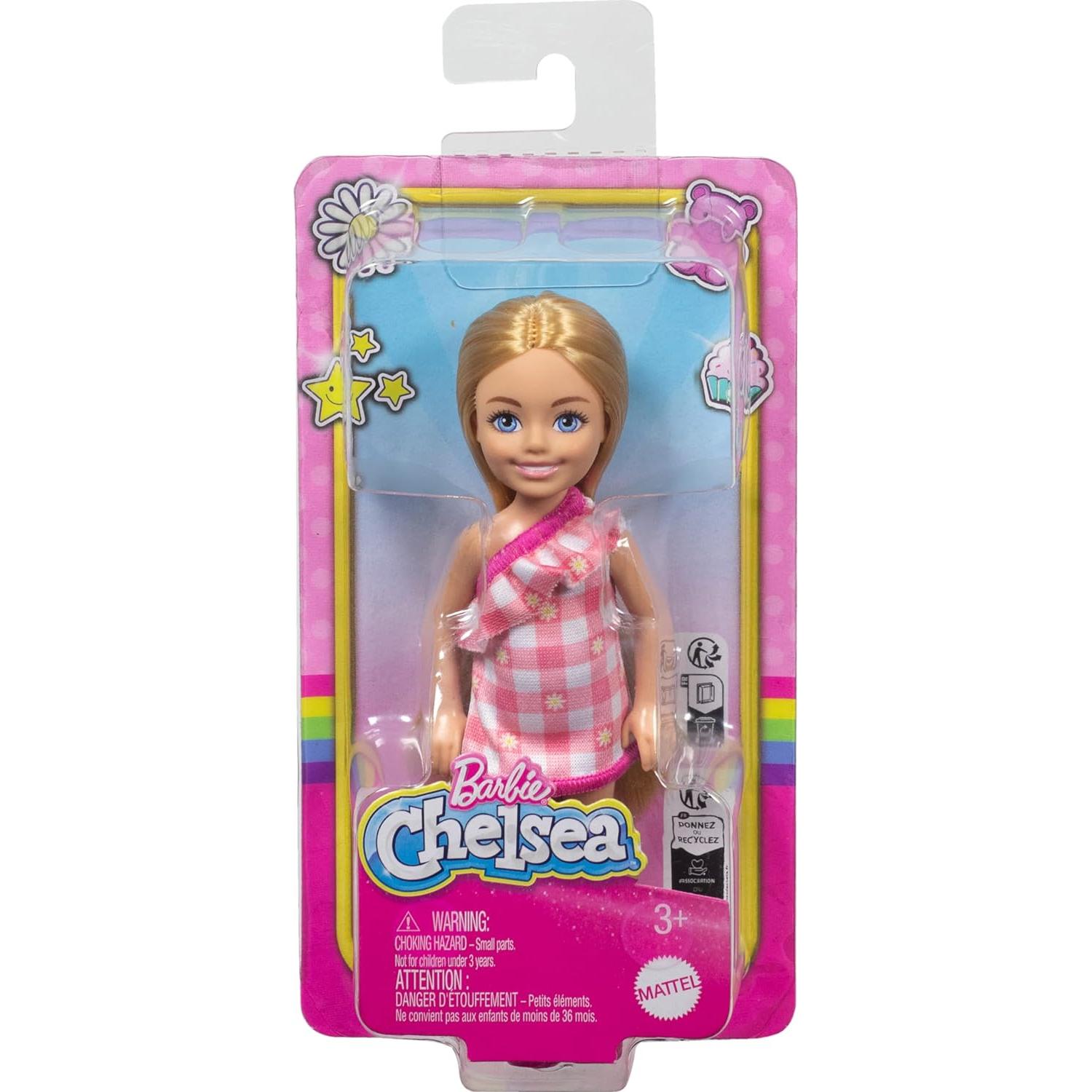 Muñeca Barbie Chelsea Mattel con Vestido a Cuadros 15 cm